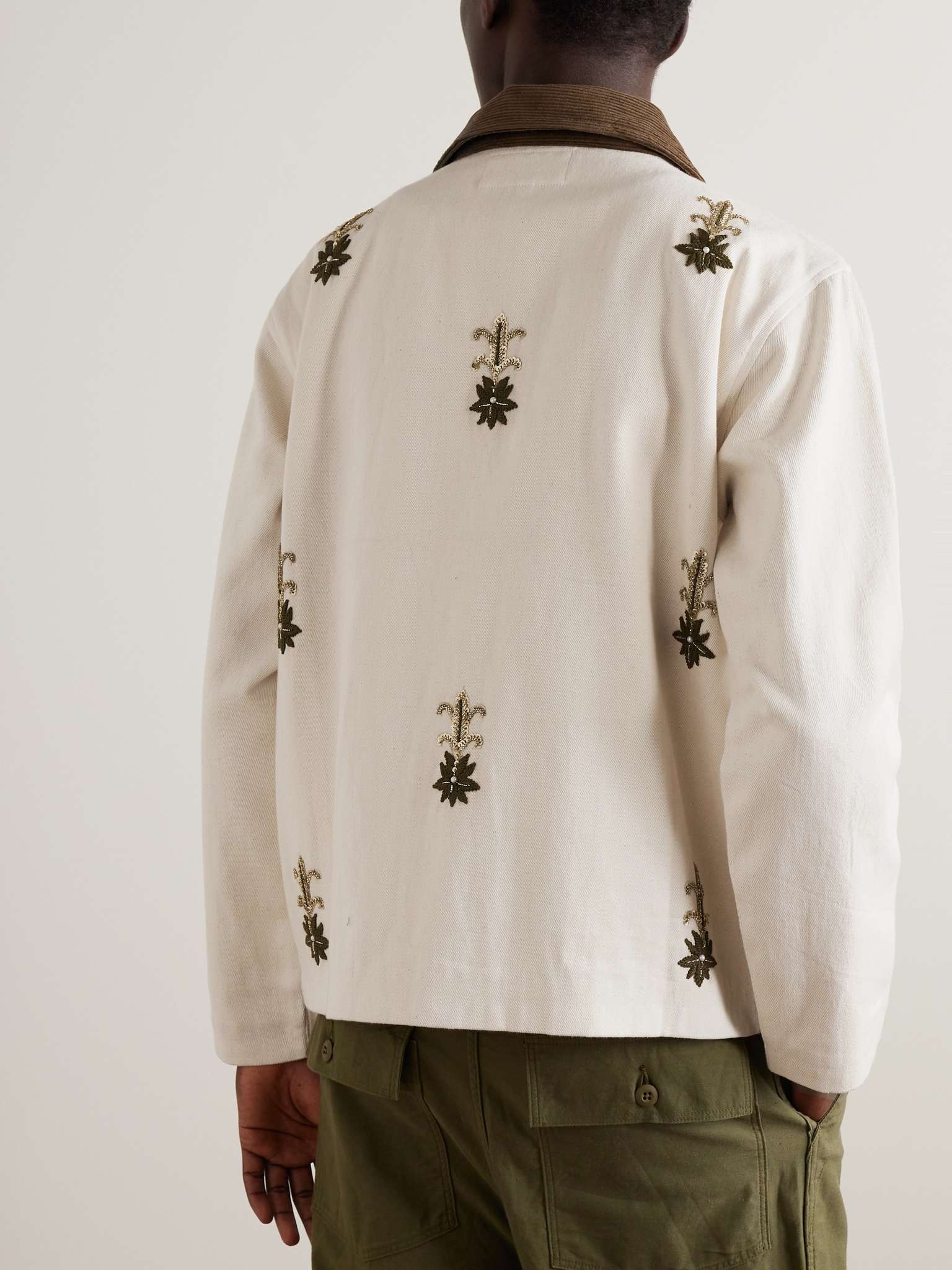 Corduroy-Trimmed Embroidered Cotton-Twill Jacket - 4