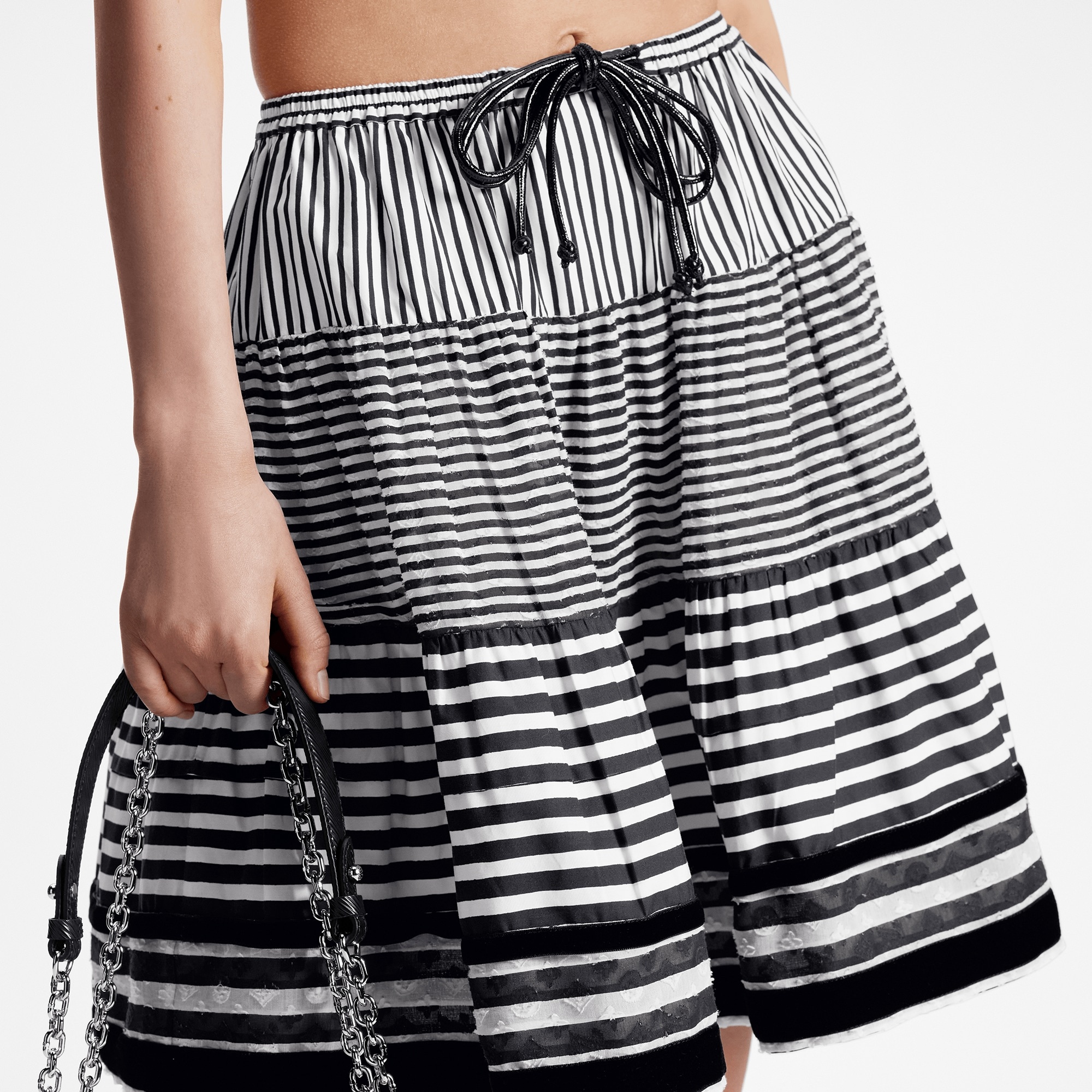 Mixed Stripes Tiered Mini Skirt - 4