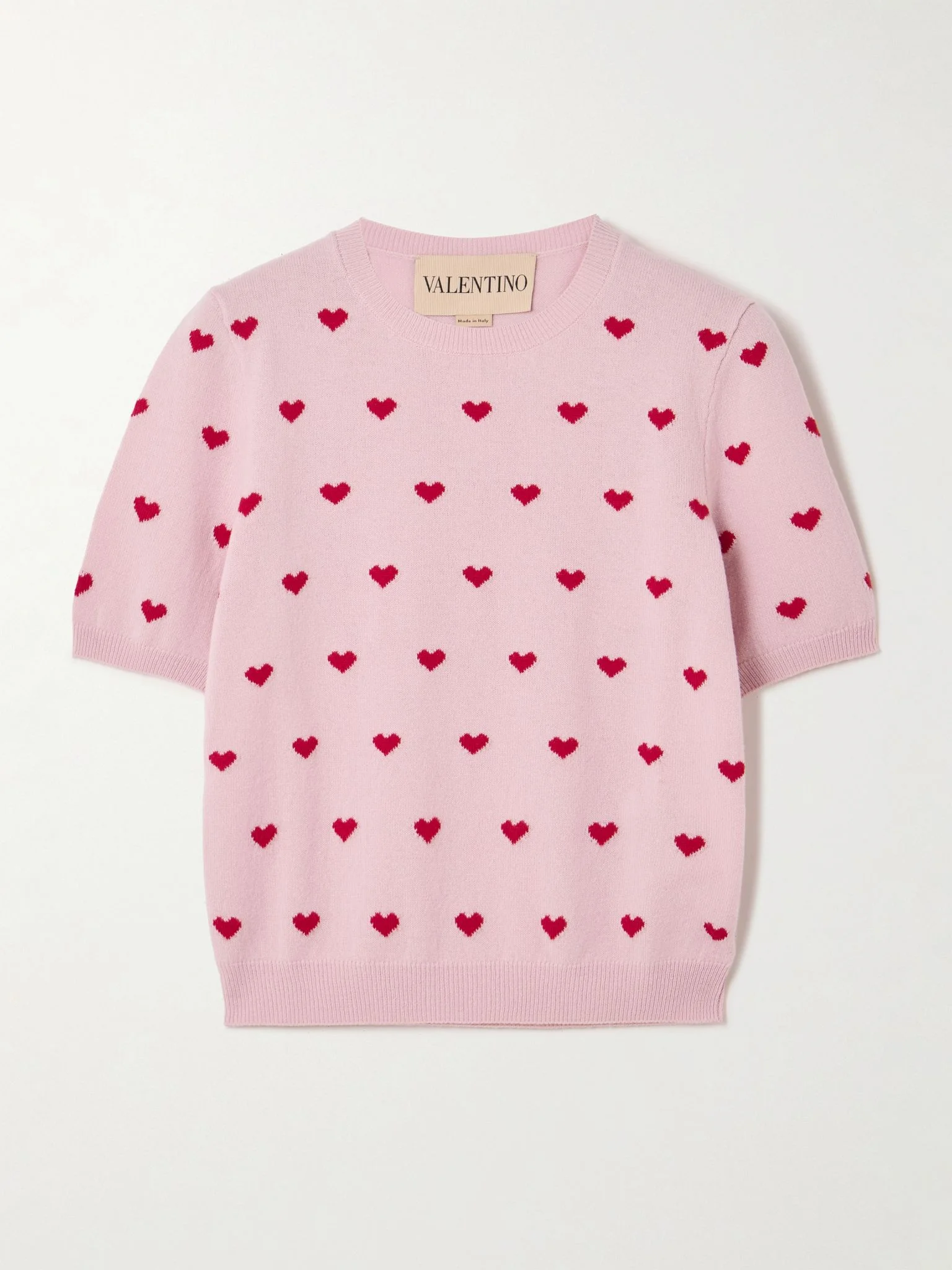 Cropped intarsia wool sweater Pink - 1