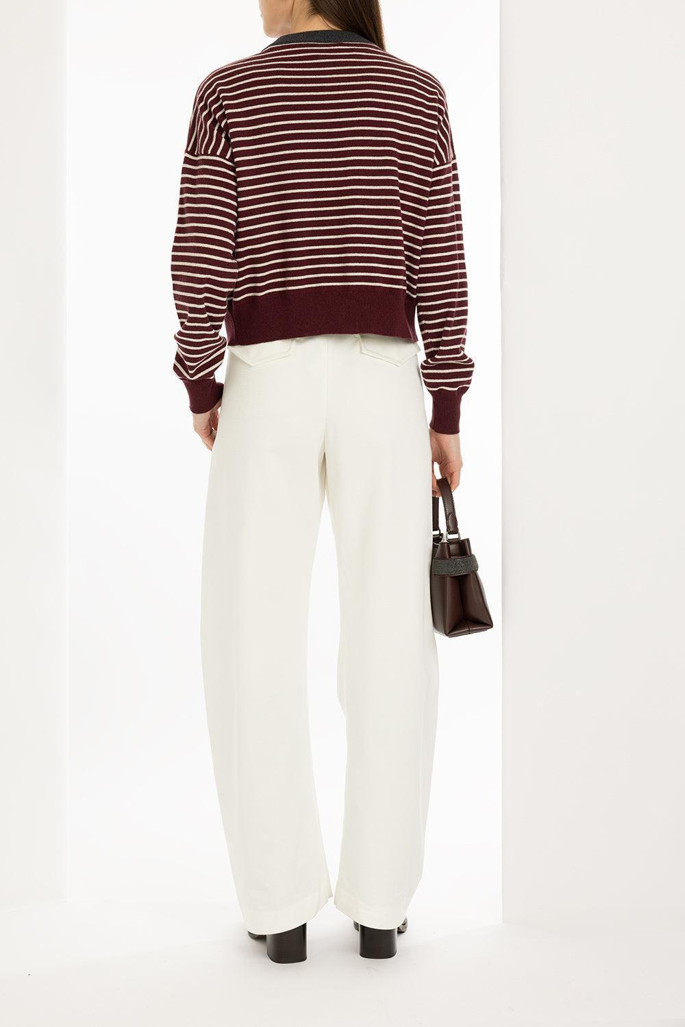 Contrast Trim Striped Cardigan - 4