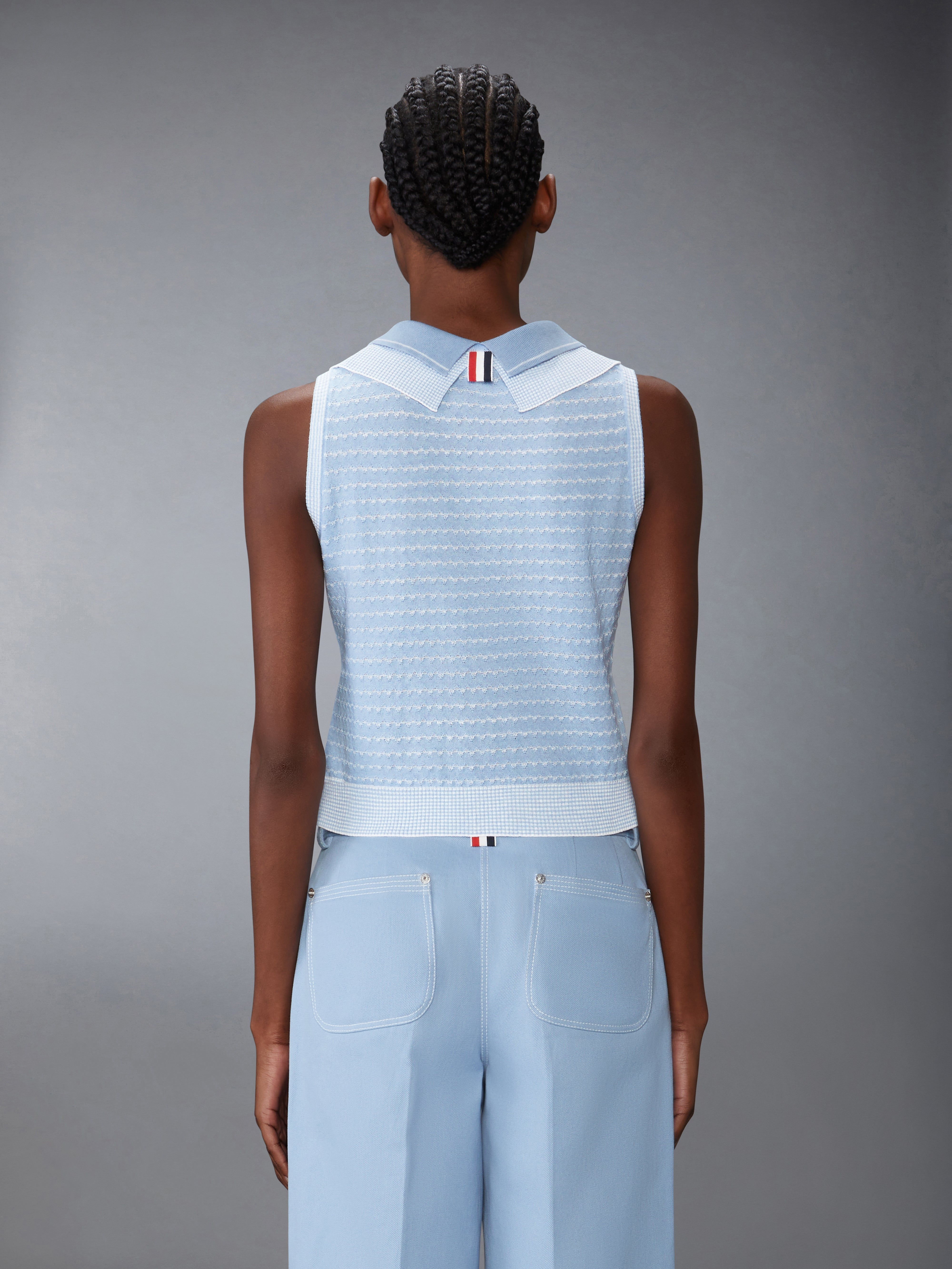 STRIPED TUCK STITCH SHELL TOP - 3