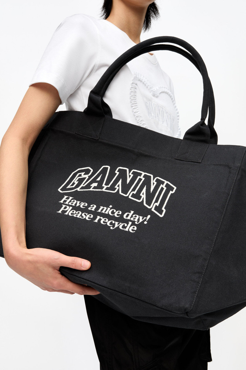 BLACK OVERSIZED CANVAS TOTE BAG 4