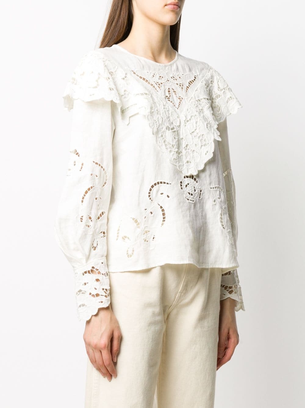 lace-detail ruffled blouse - 3