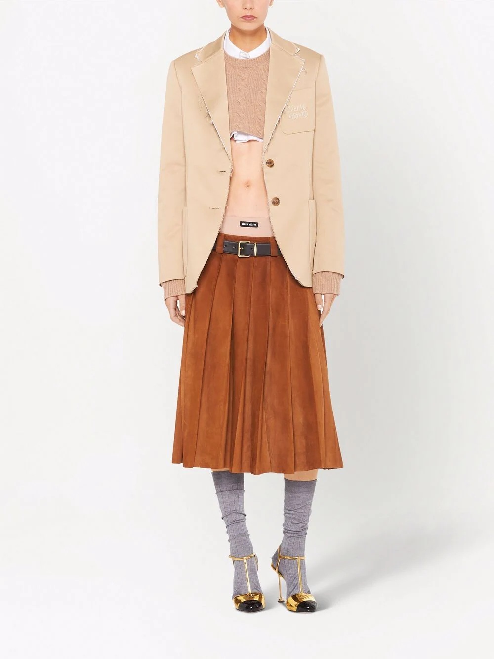 cable knit cropped cashmere jumper - 2