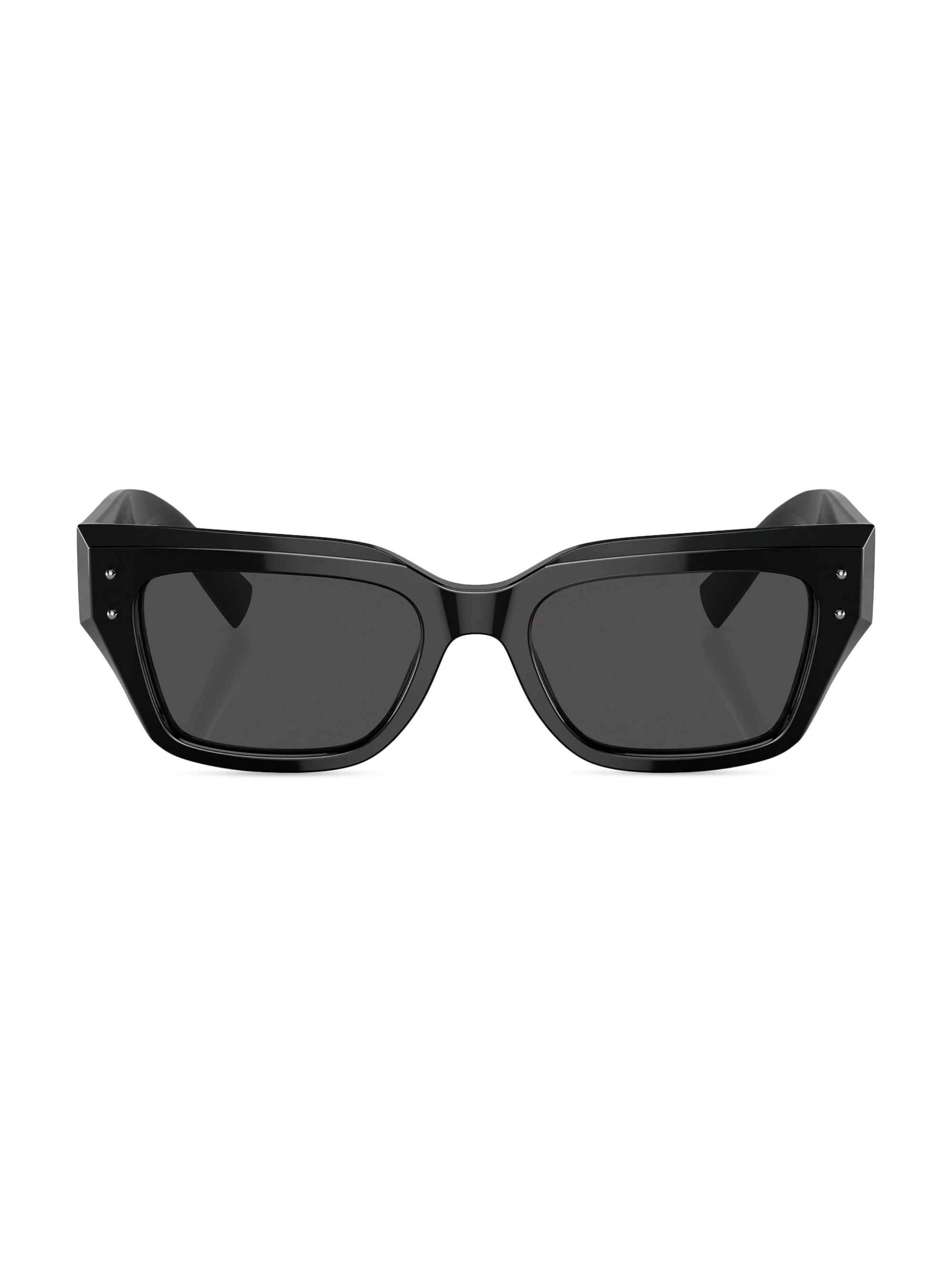 Women's 52MM Rectangular Sunglasses - Black Dark Grey - 1