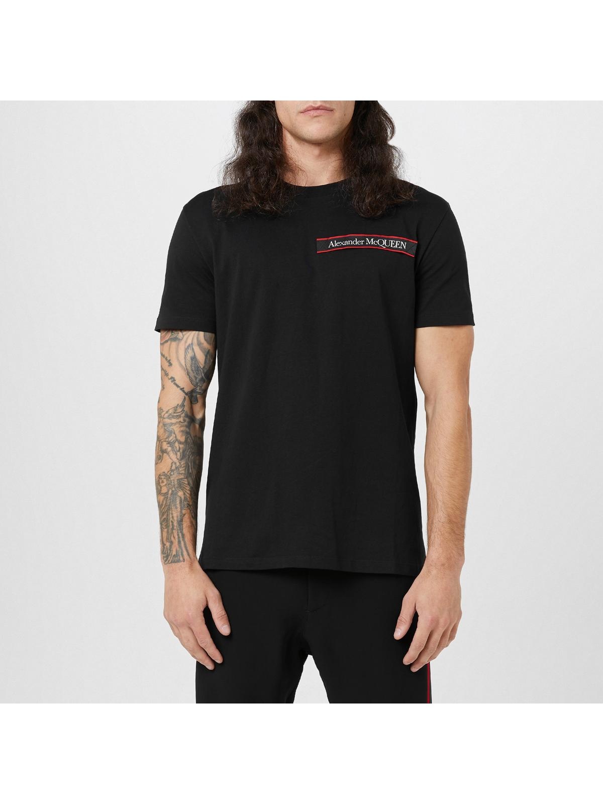 【送料&関税込】Alexander McQueen Logo Tape T-shirt Alexander McQueen Black Selvedge Logo Tape T-Shirt Alexander