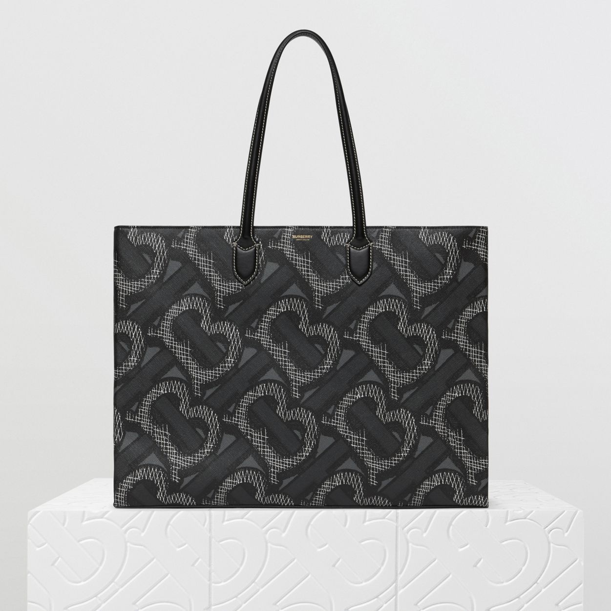 Monogram Print E-canvas Tote Bag - 11