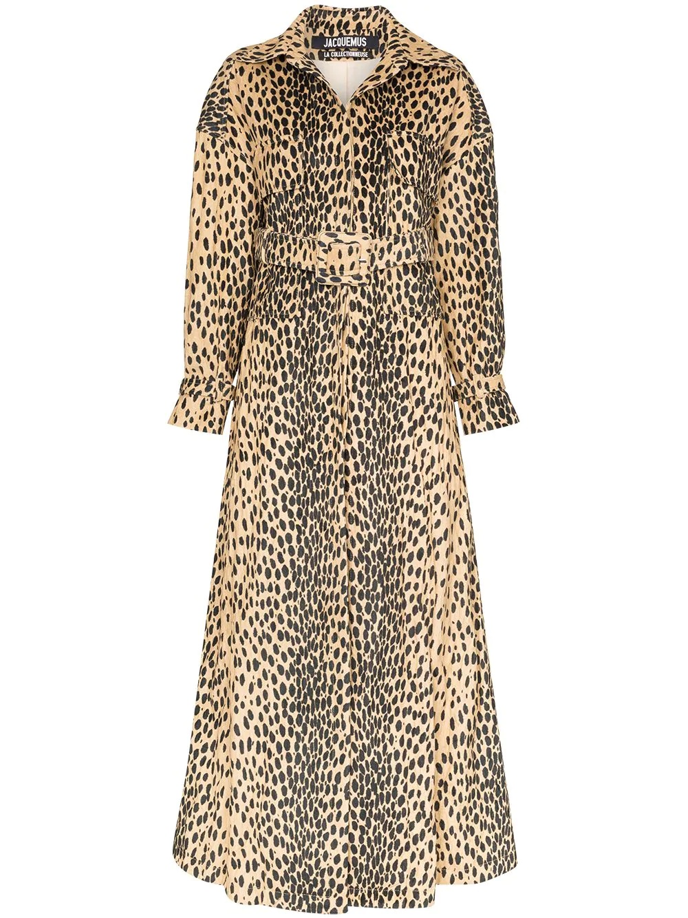 leopard-print belted trench coat - 1