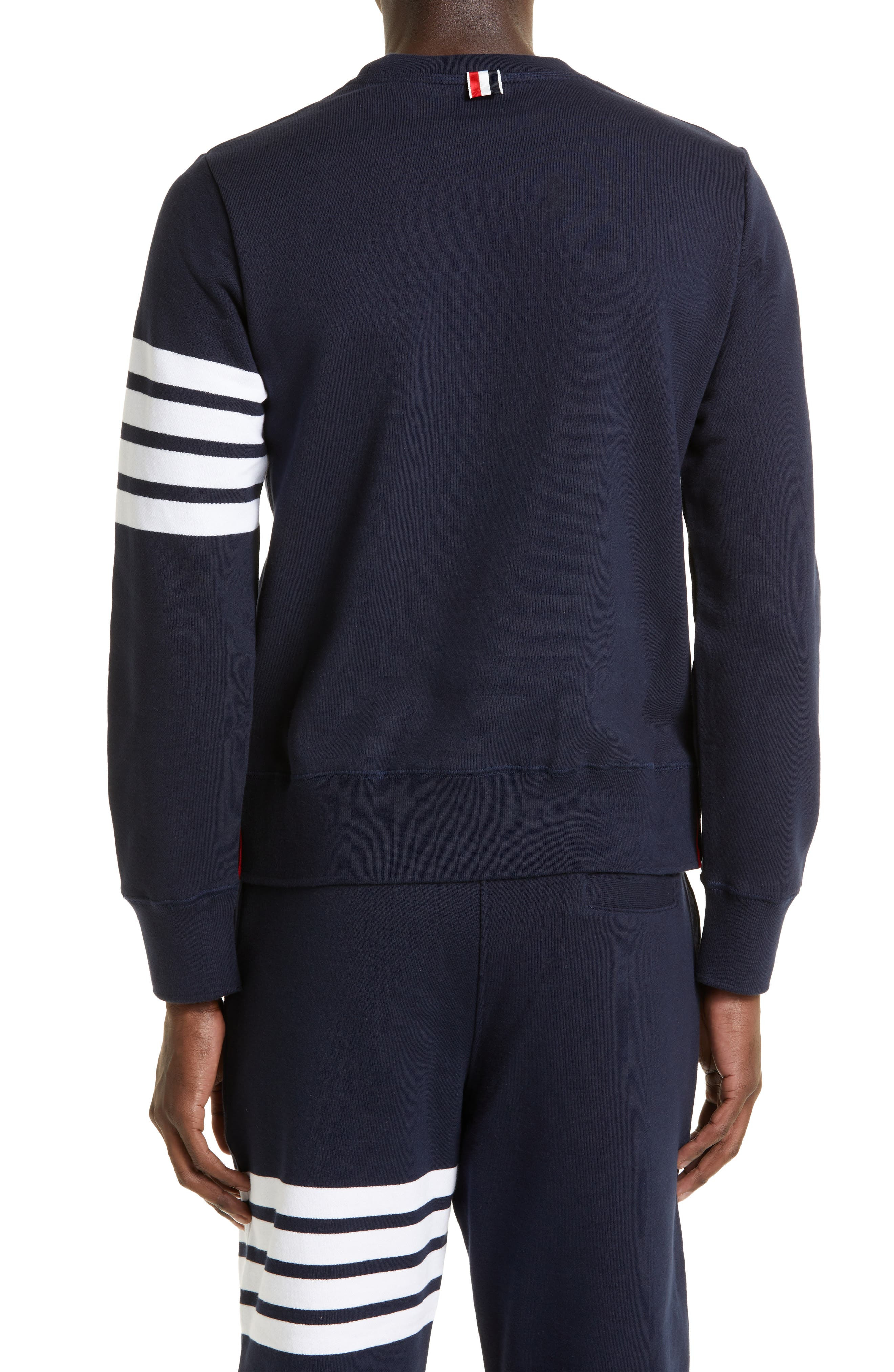 Thom Browne Stripe Sleeve Sweatshirt in Navy/Optic White at Nordstrom - 3
