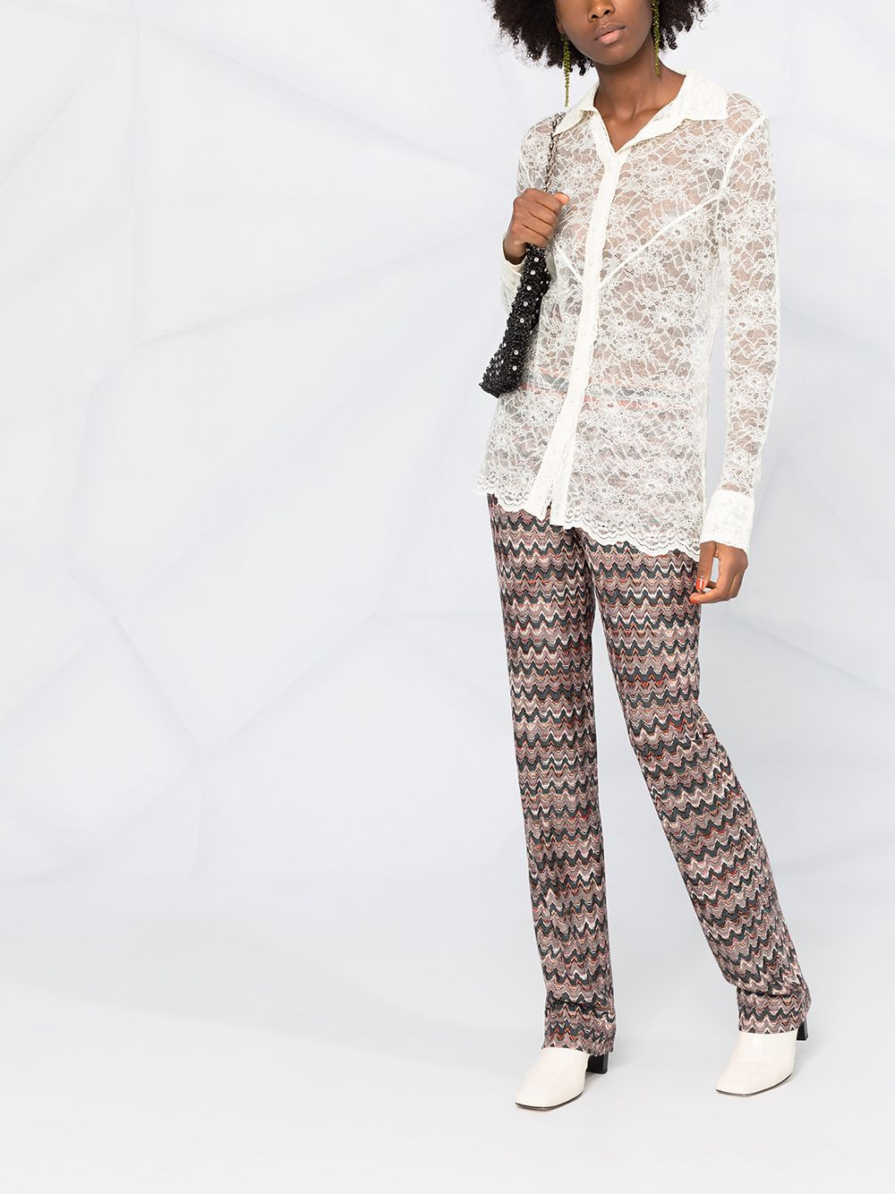sheer lace shirt - 2