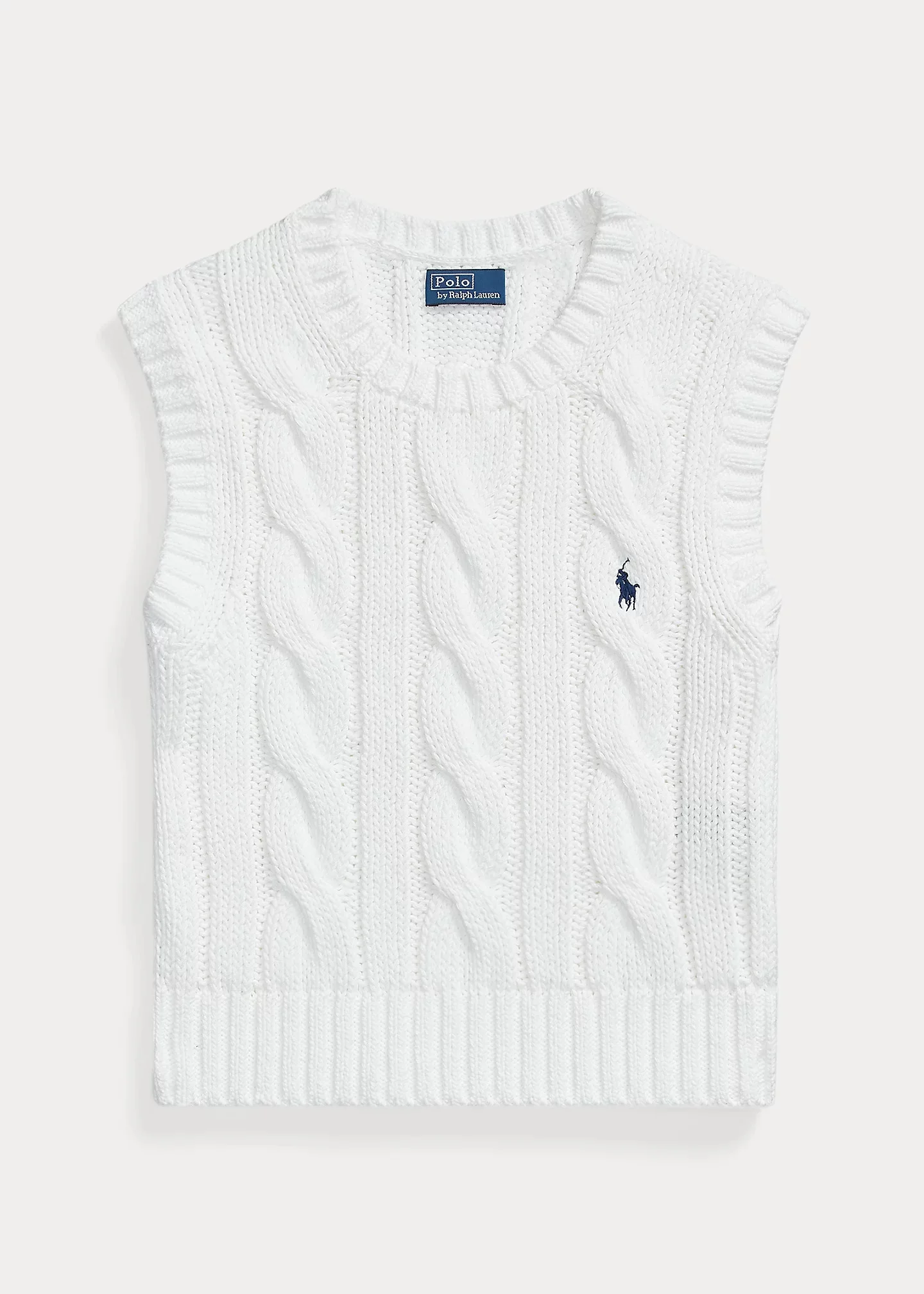 Cable-Knit Cotton Cropped Vest - 1