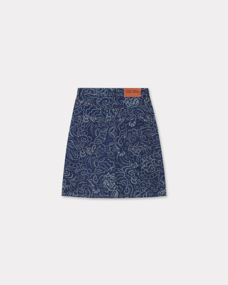 KENZO 'KENZO Star Tiger' short skirt in japanese denim outlook