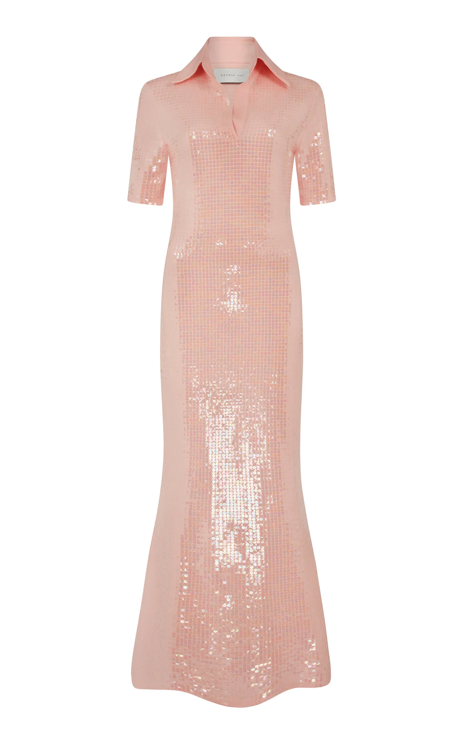 Sequined Jersey Stretch-Cotton Midi Polo Dress pink - 1