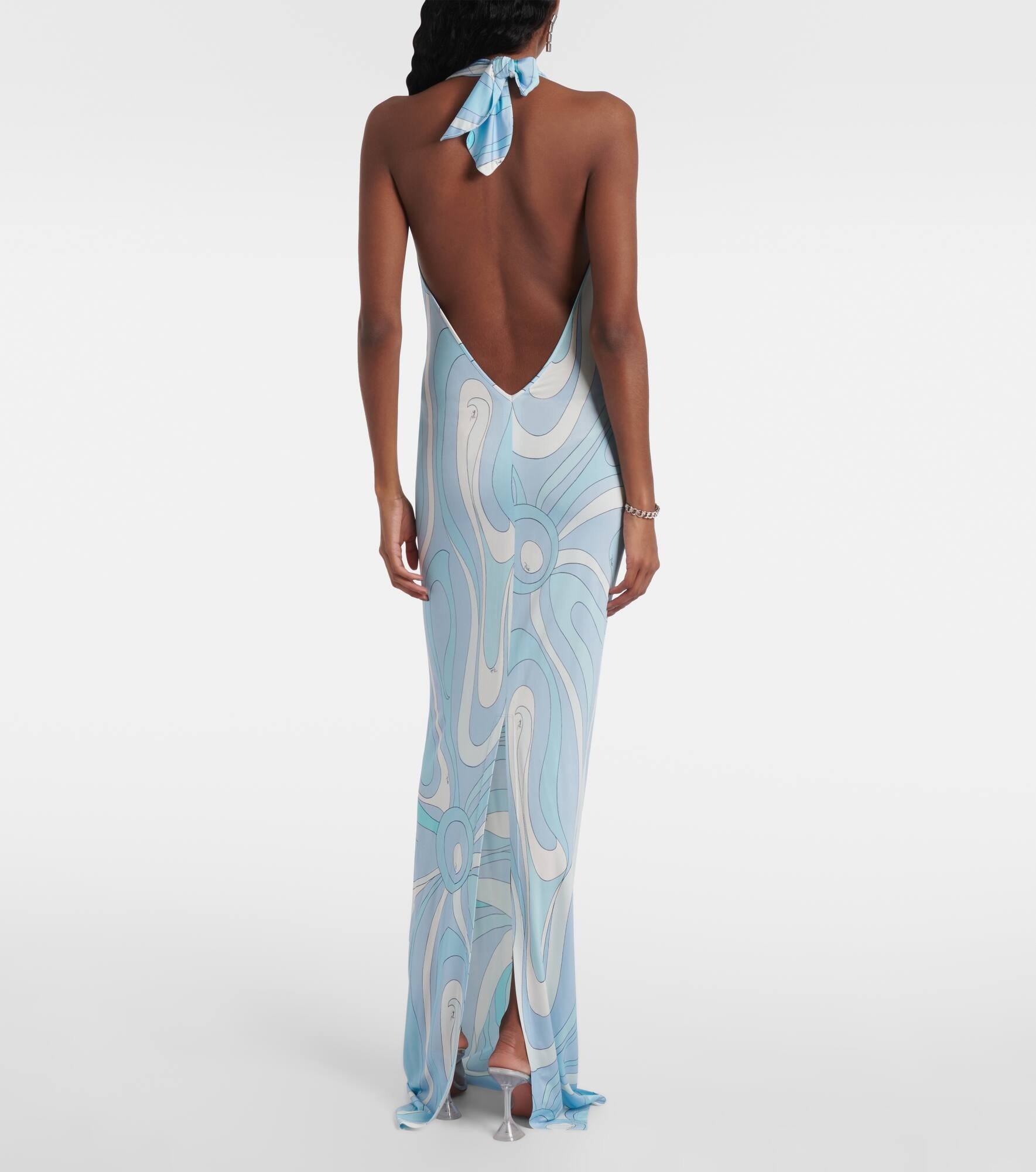 Marmo halterneck satin jersey maxi dress - 3