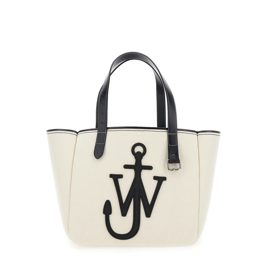 J.W. Anderson White Shopper With Jw Logo On The Front In Canvas And Leather - 1