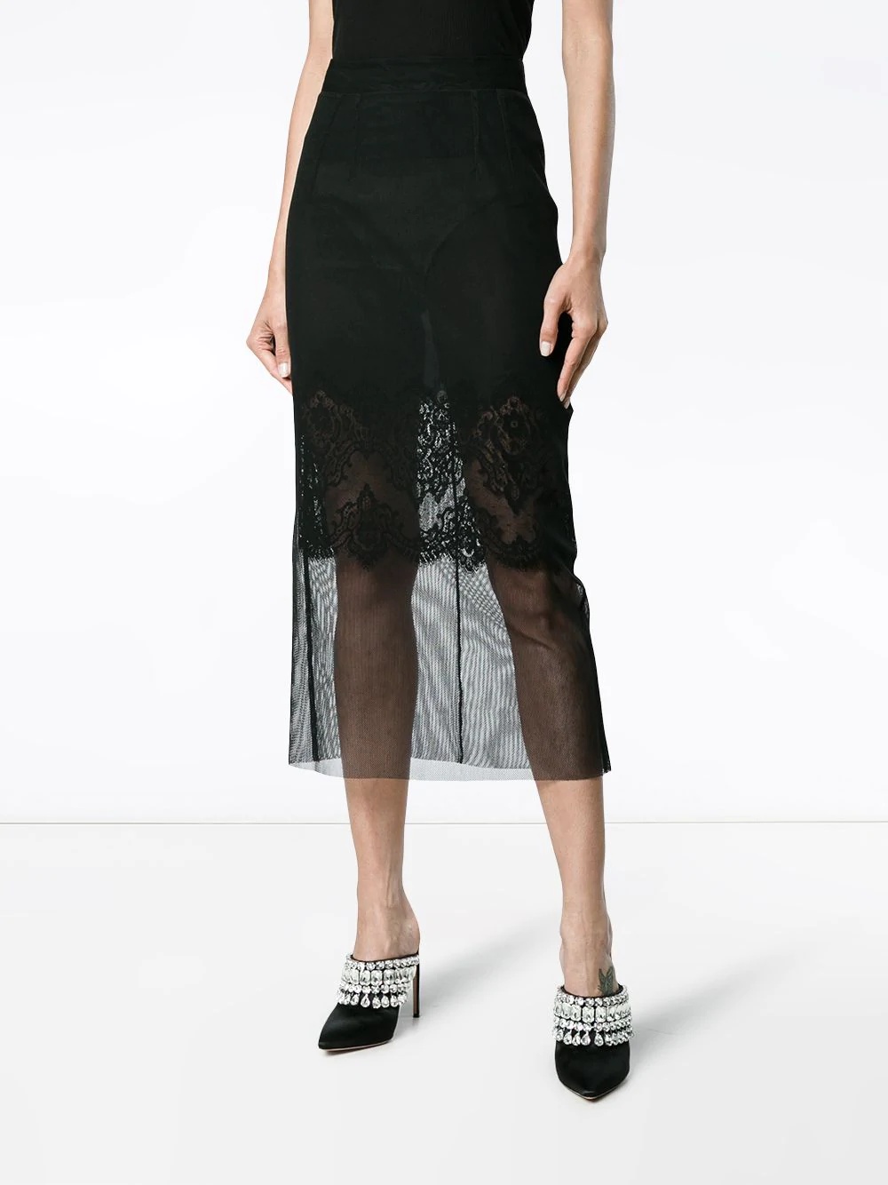 Layered lace pencil skirt - 3