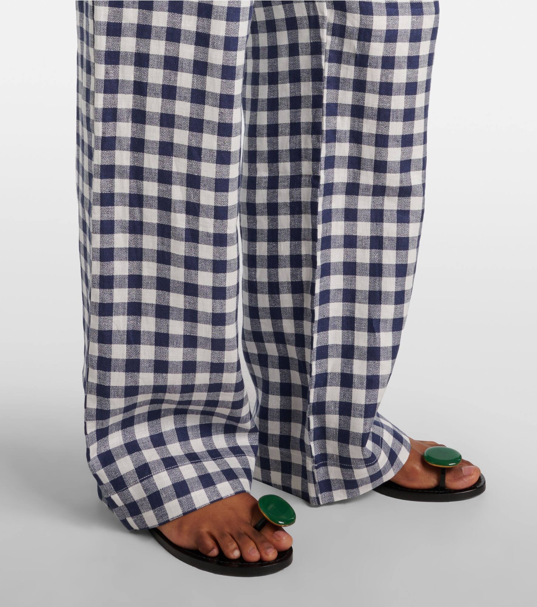 Aurelia gingham linen wide-leg pants - 5
