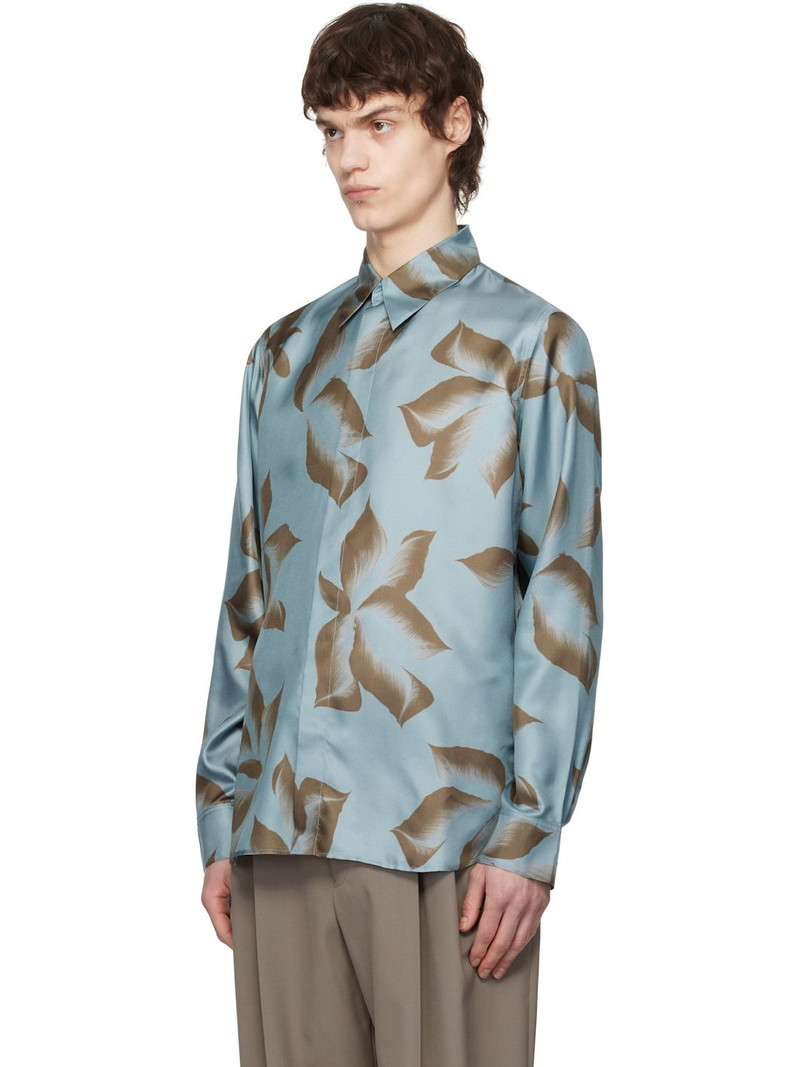 Dries Van Noten Blue Silk Shirt outlook