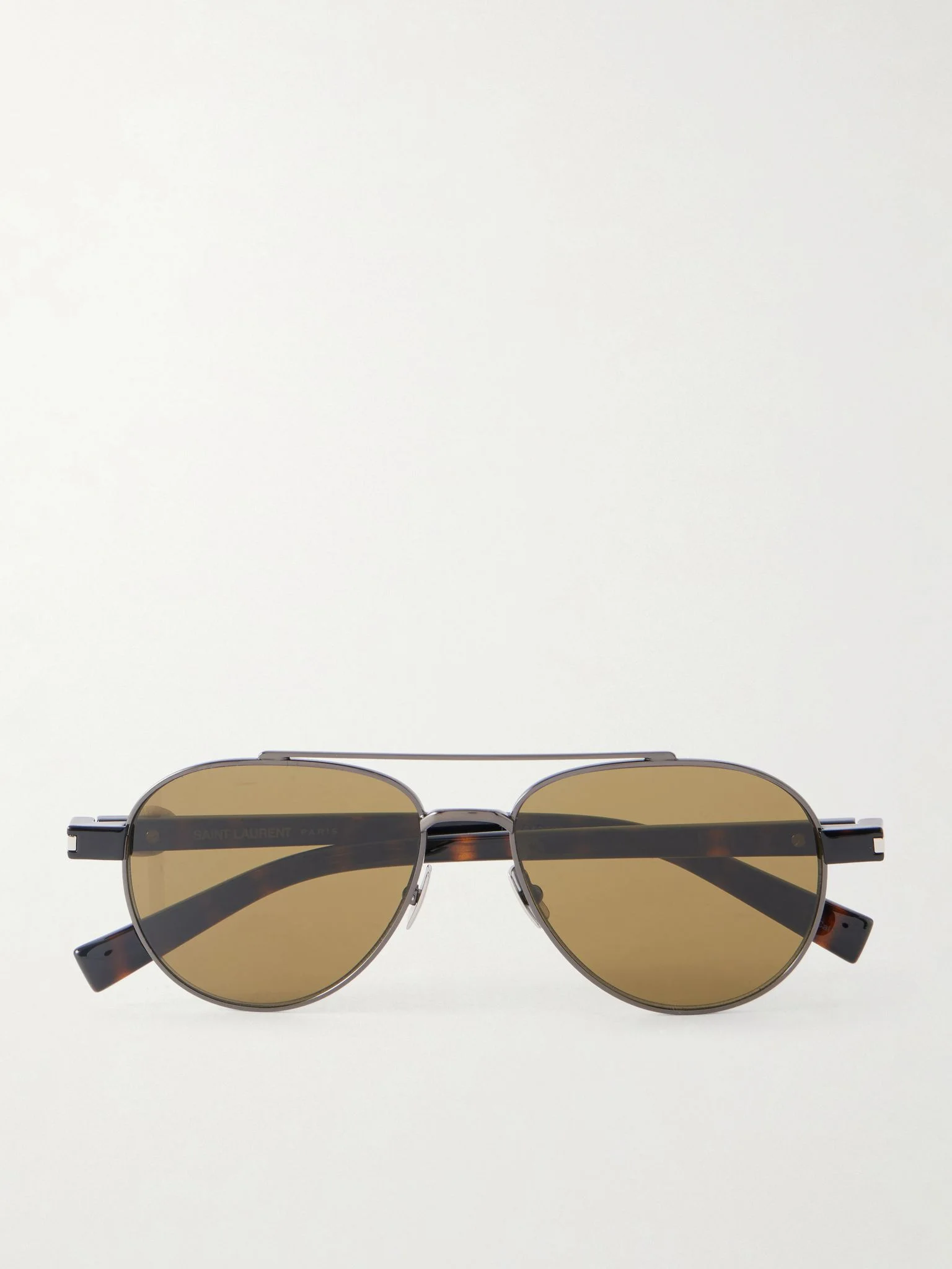 Double-Bridge Aviator-Style Metal Sunglasses Black - 1