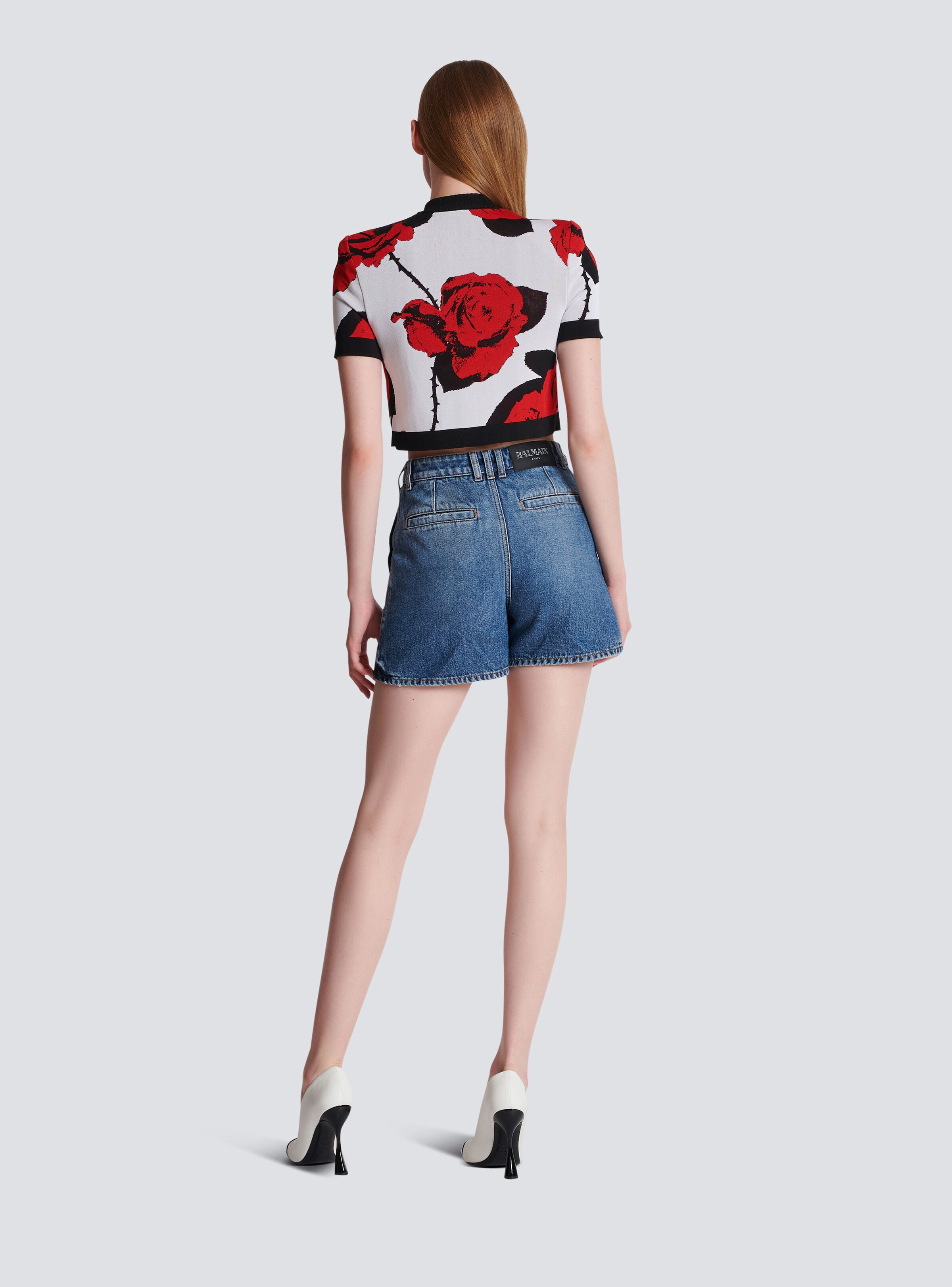 Red Roses jacquard knit cardigan - 4