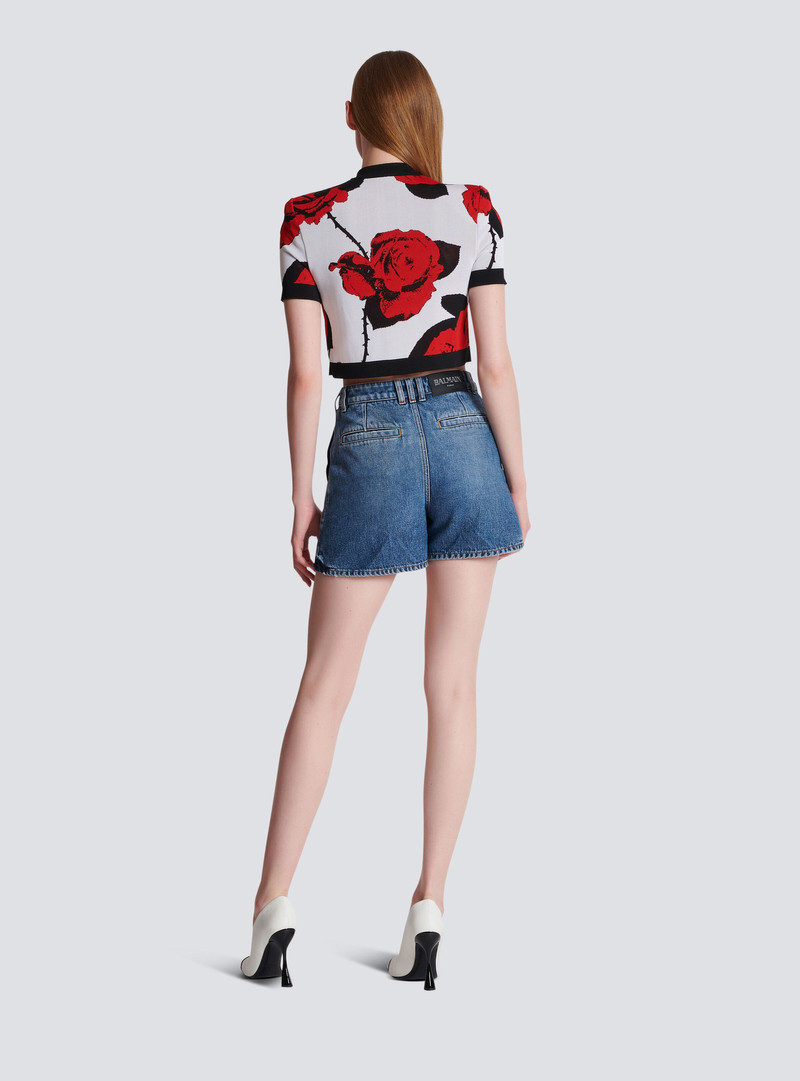 Red Roses jacquard knit cardigan 4