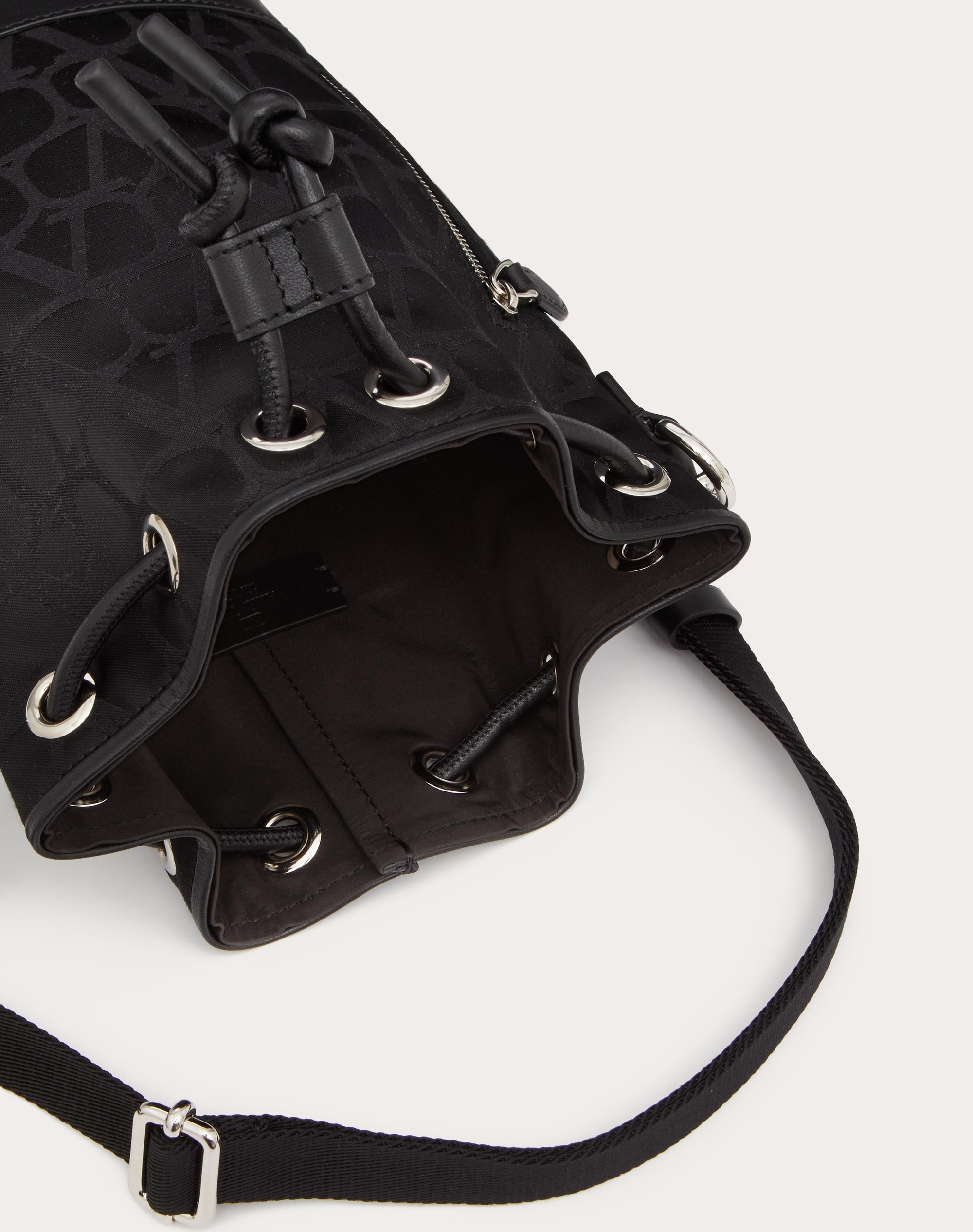 MINI BLACK ICONOGRAPHE NYLON BUCKET BAG - 6