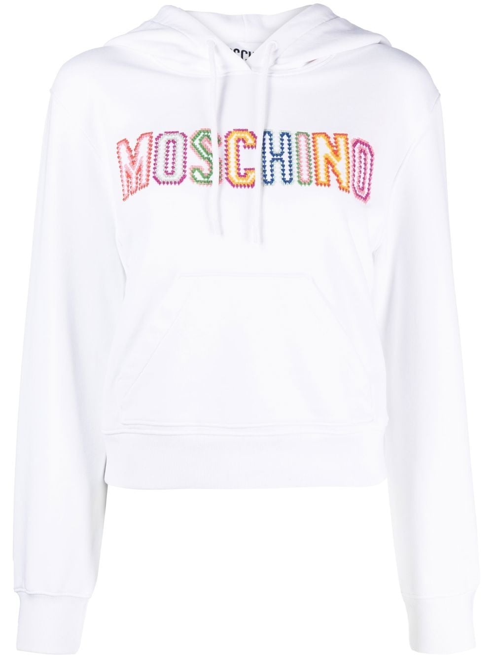 embroidered-logo cropped hoodie - 1