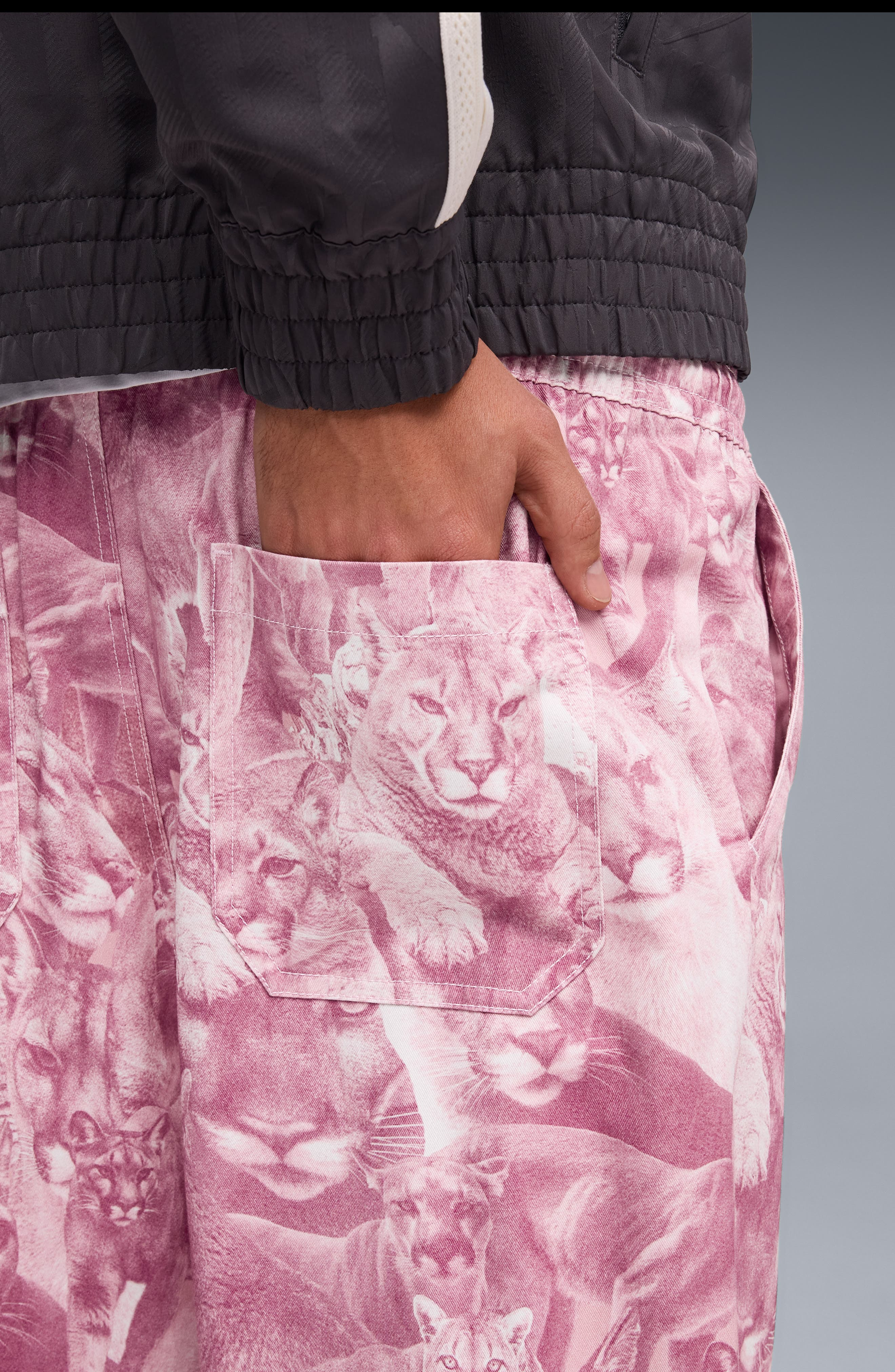 PUMA Special Items Allover Cat Print Drawstring Pants in Poised Pink at Nordstrom - 4