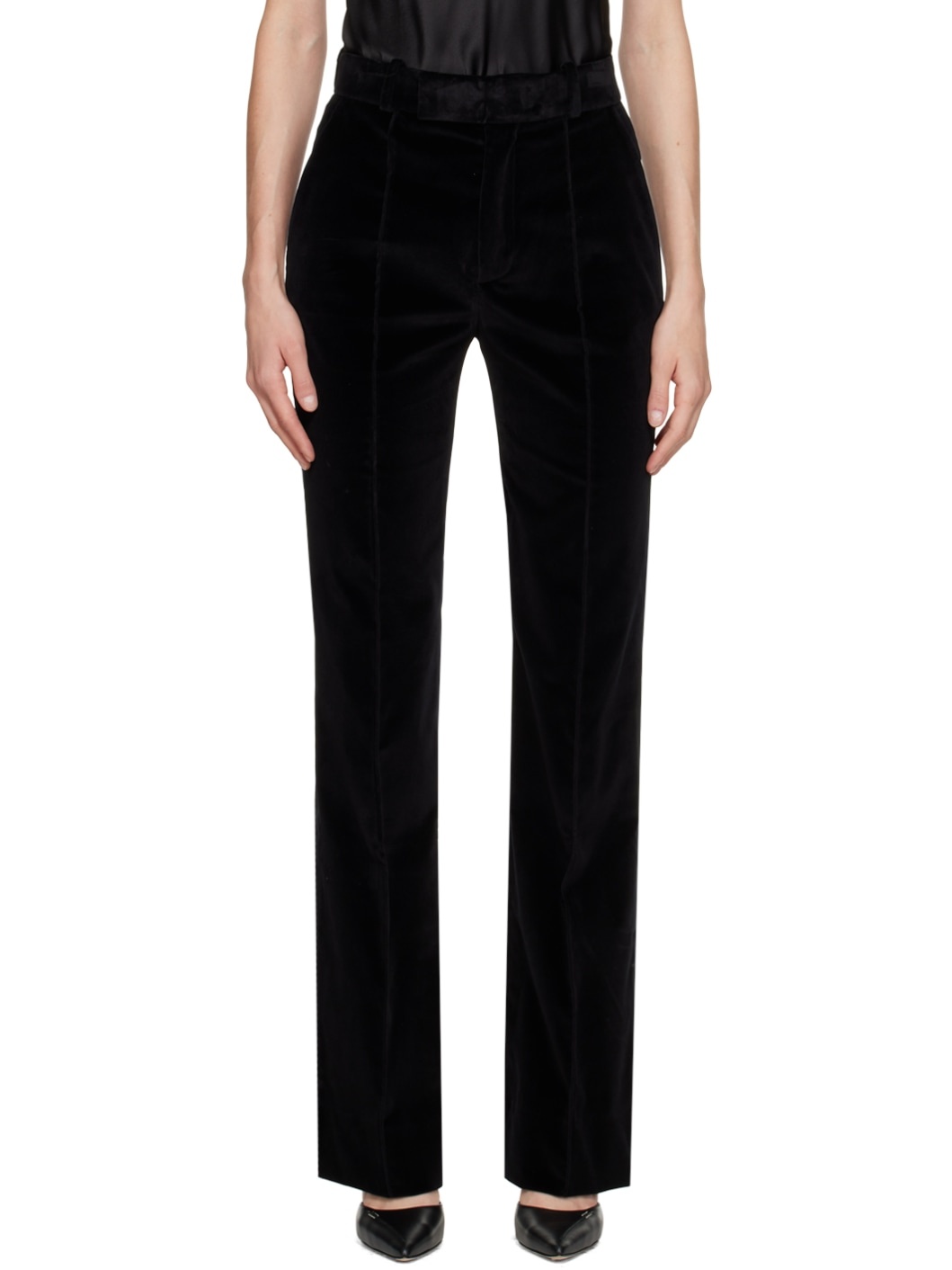Black 'The Slim Stacked' Trousers - 1