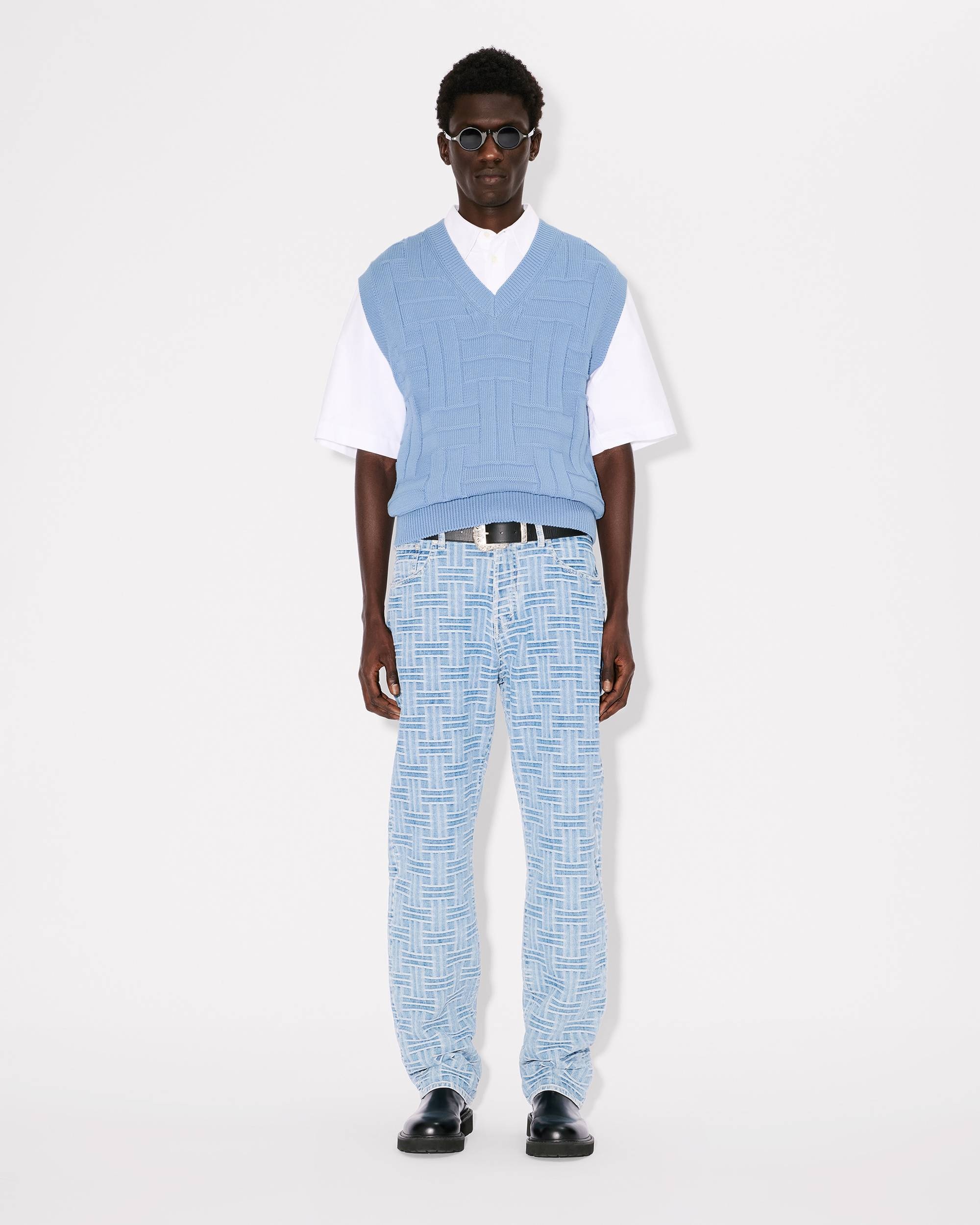 'KENZO Weave' embroidered sleeveless jumper in cotton - 5