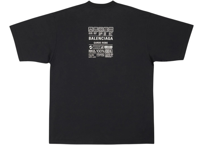 BALENCIAGA Balenciaga Men's Care Label Medium Fit T-Shirt Black outlook