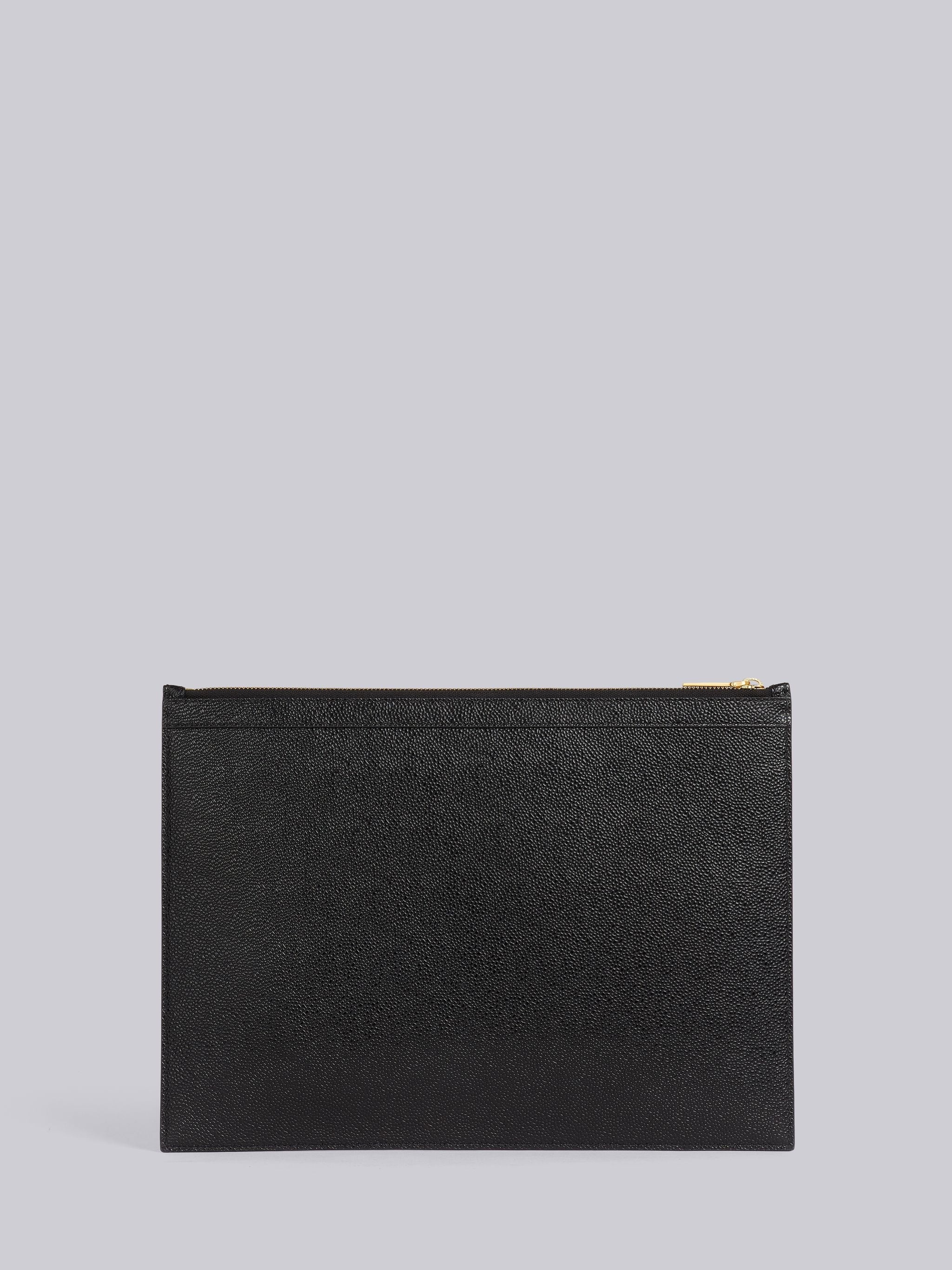 Black Pebble Grain Leather Debossed 4-Bar Medium Document Holder - 3