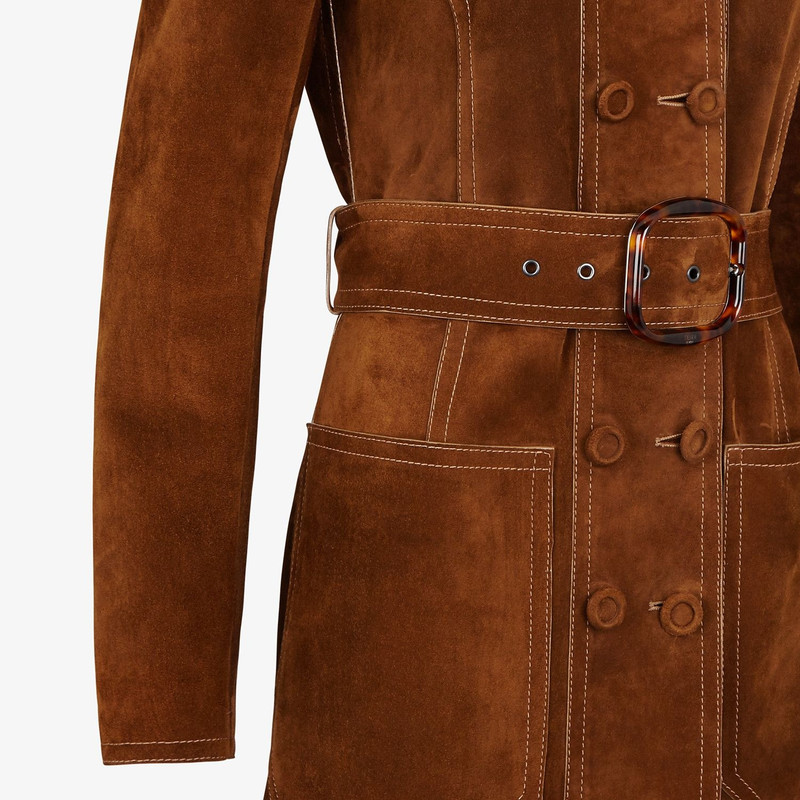 Brown suede trench coat 3