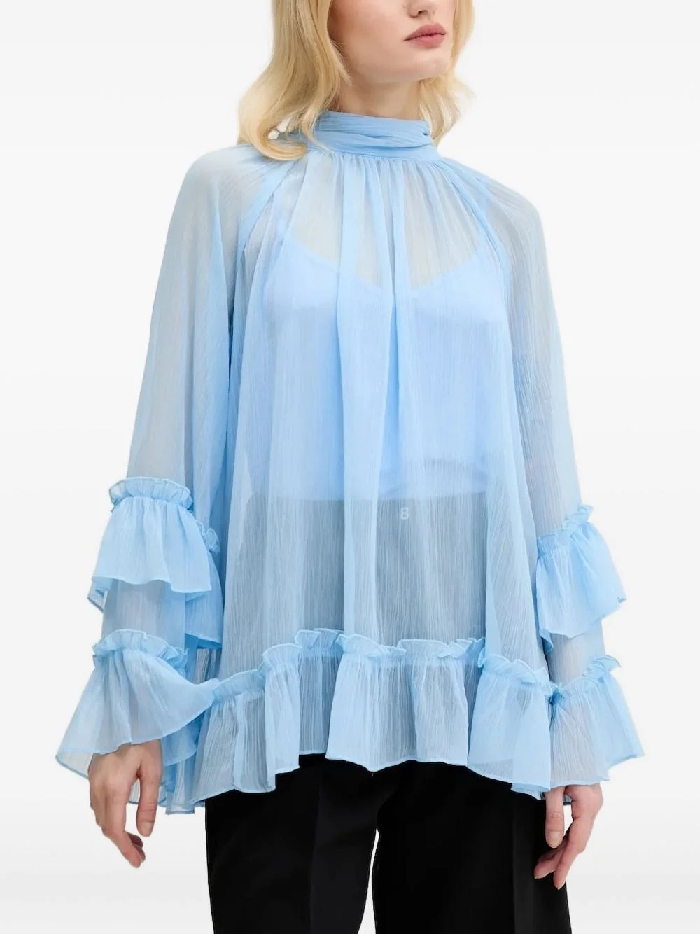 high-neck ruffled top - 1