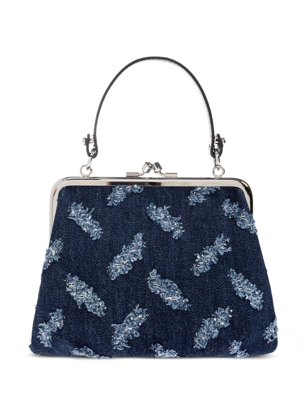 Orb-pattern frayed denim tote bag - 3