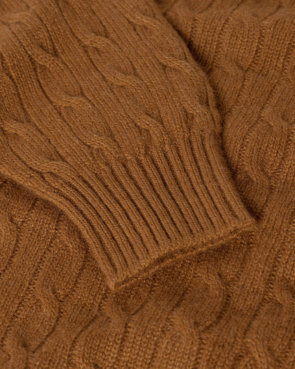 Cable Knit Camel Cashmere Jumper - 6