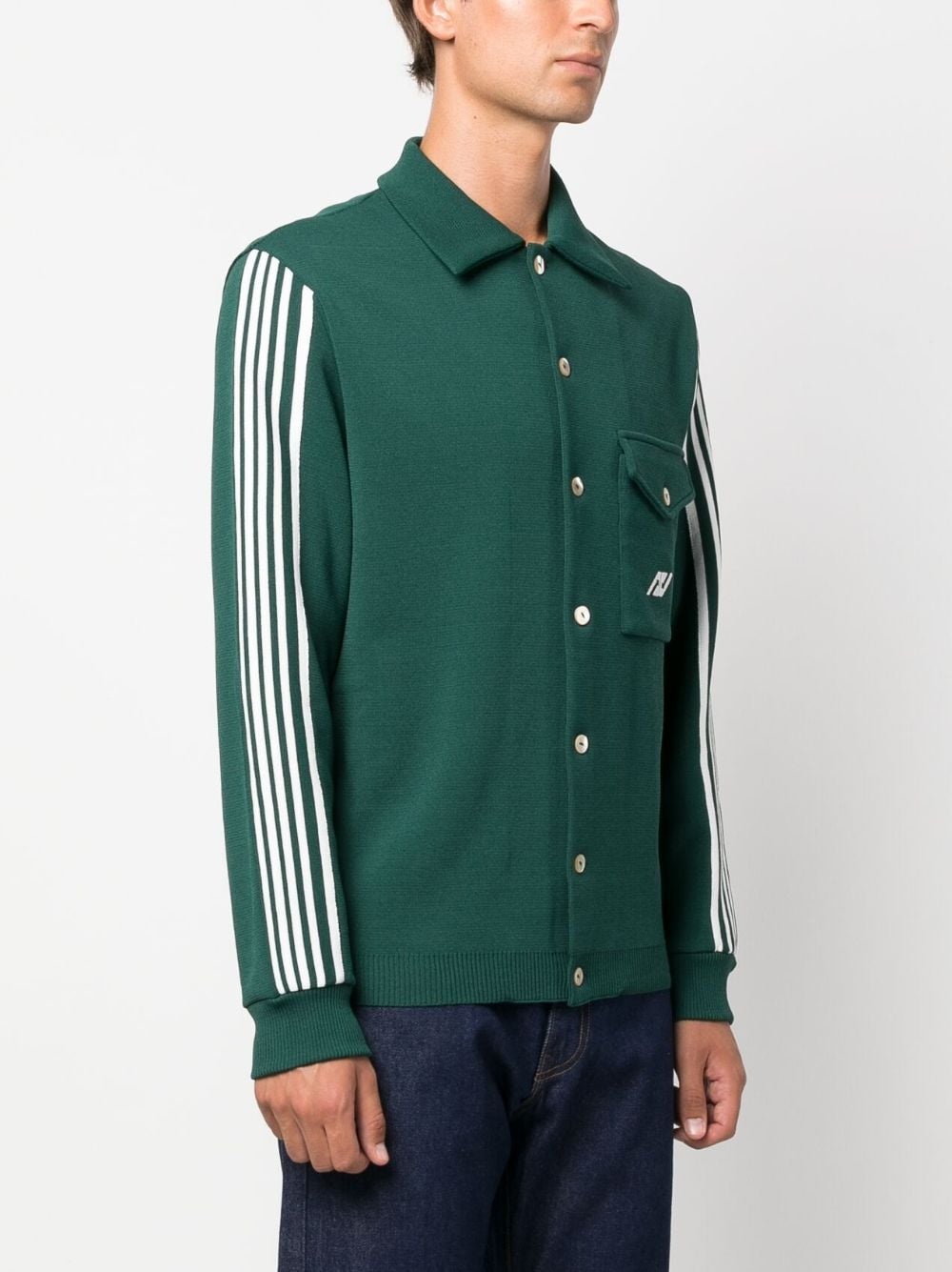 logo-embroidered shirt jacket - 3