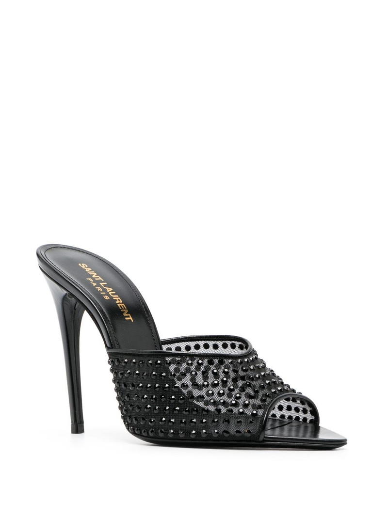 SAINT LAURENT crystal-embellished 120mm leather mules outlook