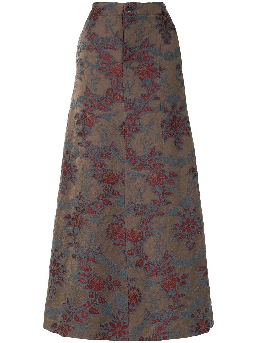 floral-jacquard maxi skirt - 1