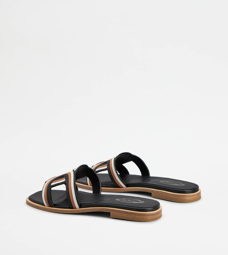 KATE SANDALS IN LEATHER - ORANGE, WHITE, BLACK 3