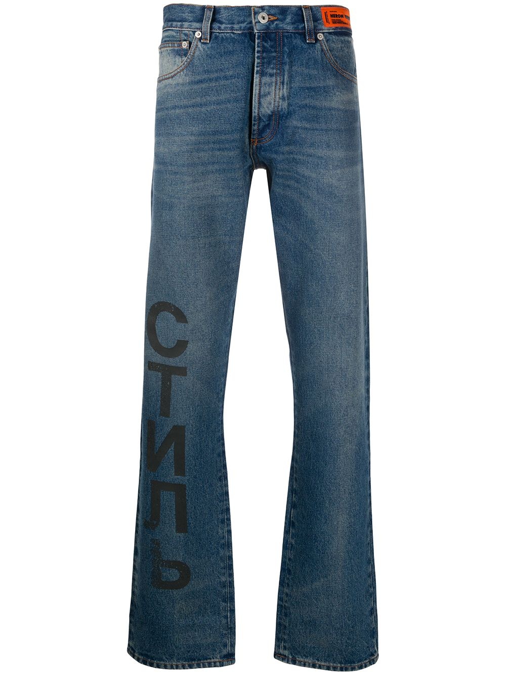 graphic-print straight jeans  - 1