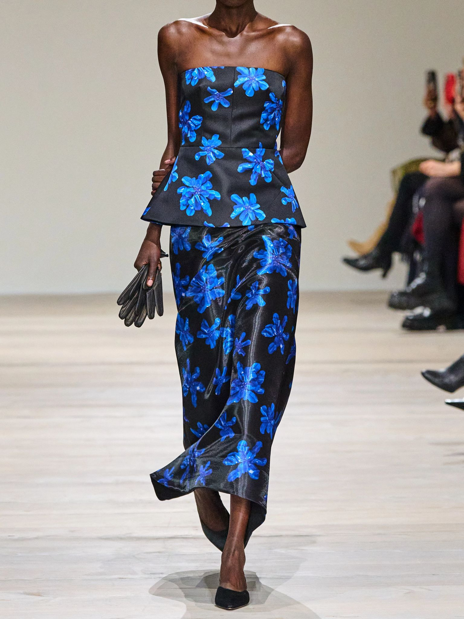 Tamilla floral-print faille maxi skirt Navy - 4