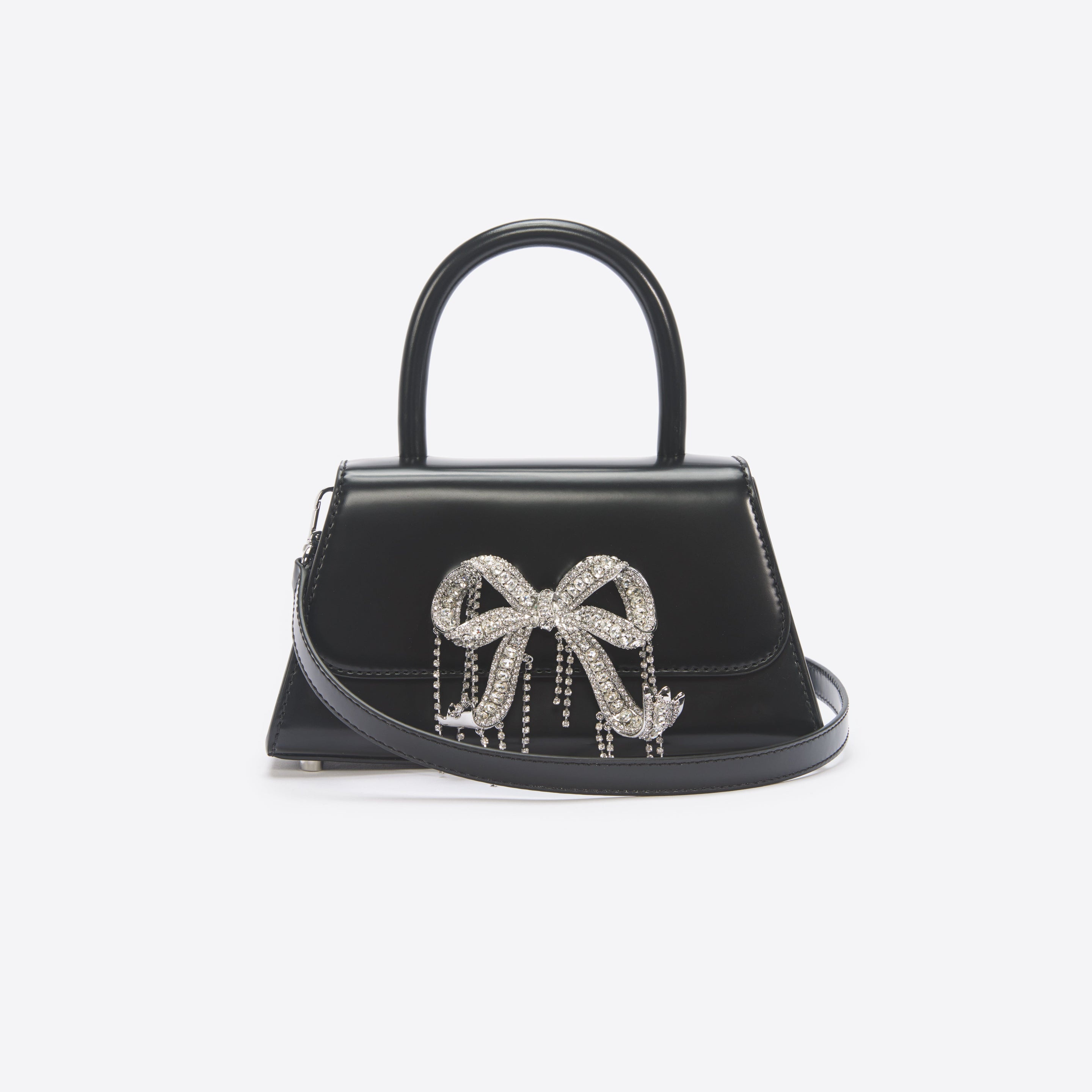 Black Leather Mini Bow Bag - 4