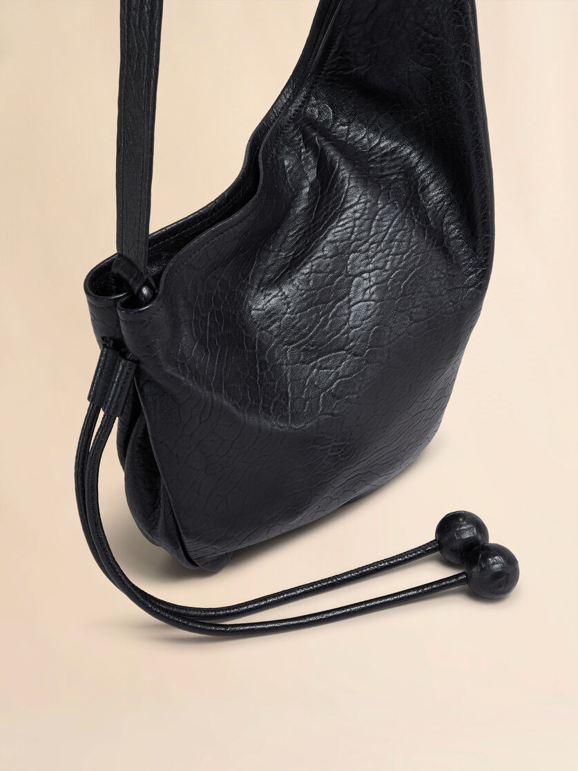 SMALL BLACK NAPPA HOBO BAG - 4