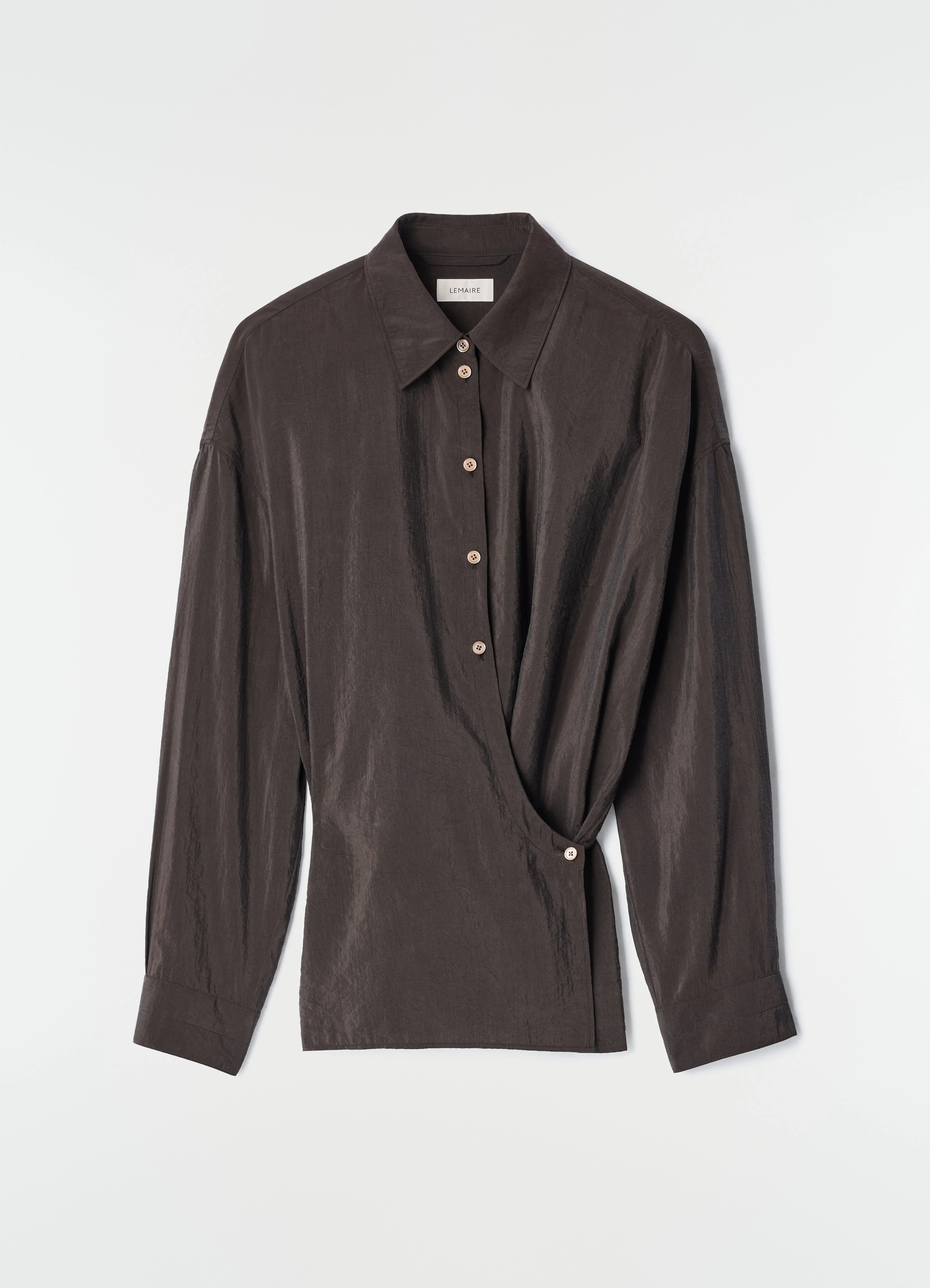 STRAIGHT COLLAR TWISTED SHIRT IN DRY SILK - 1