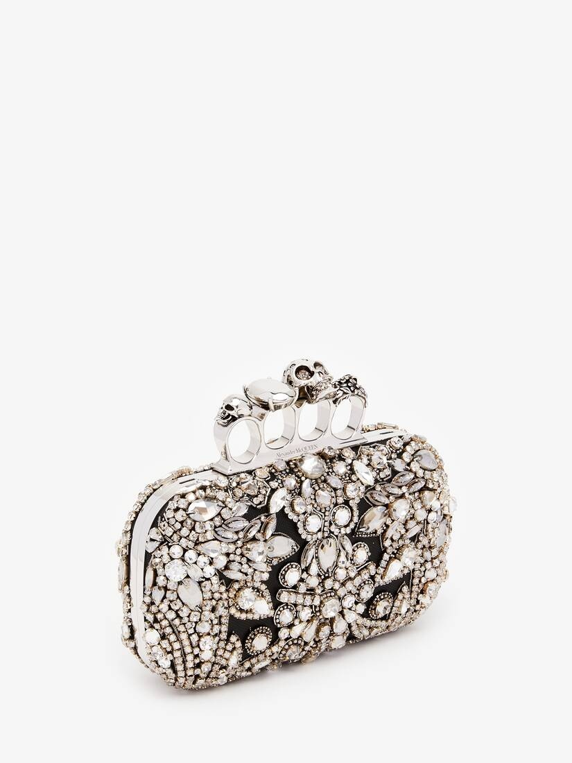 Women's Victorian Jewel Knuckle Clutch in Silver - 2