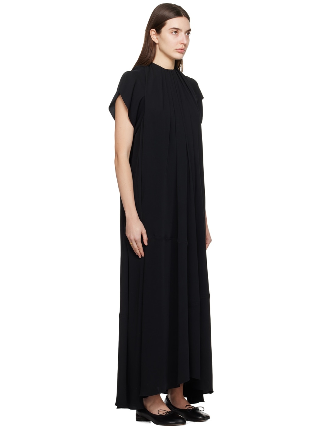 Black Asymmetric Maxi Dress - 2