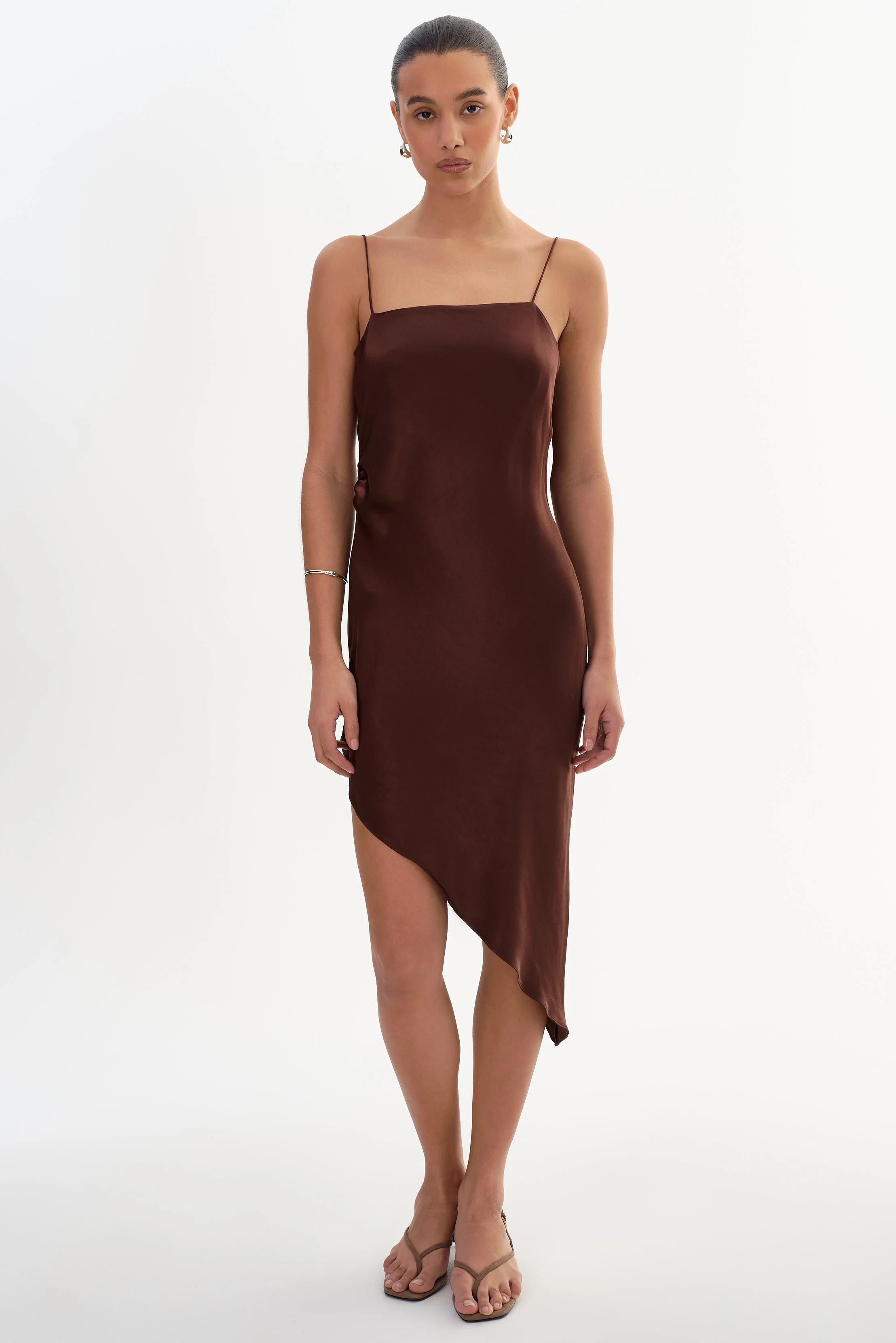ASHLEY | Asymmetric Satin Dress - 1