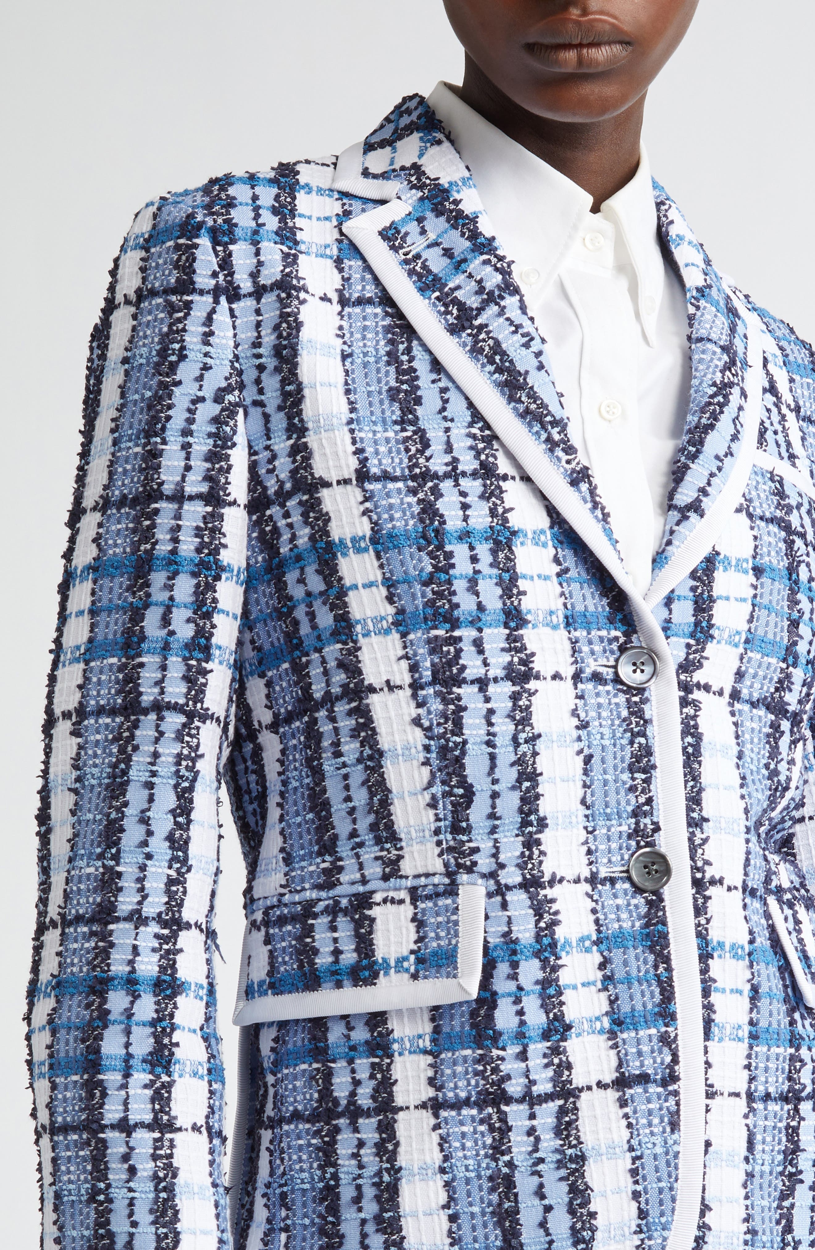 Thom Browne Classic Tweed Blazer in Dark Navy at Nordstrom - 5