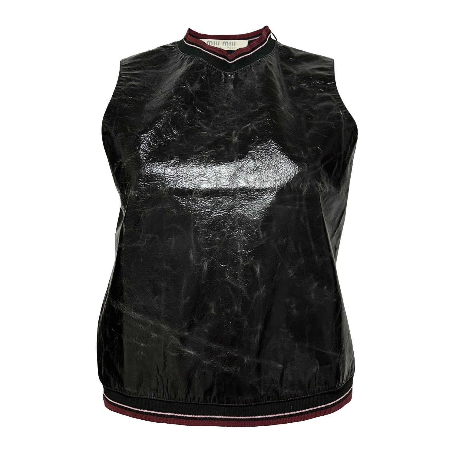 MIU MIU Spring Summer 2000 Patent Leather Mesh Top - 1
